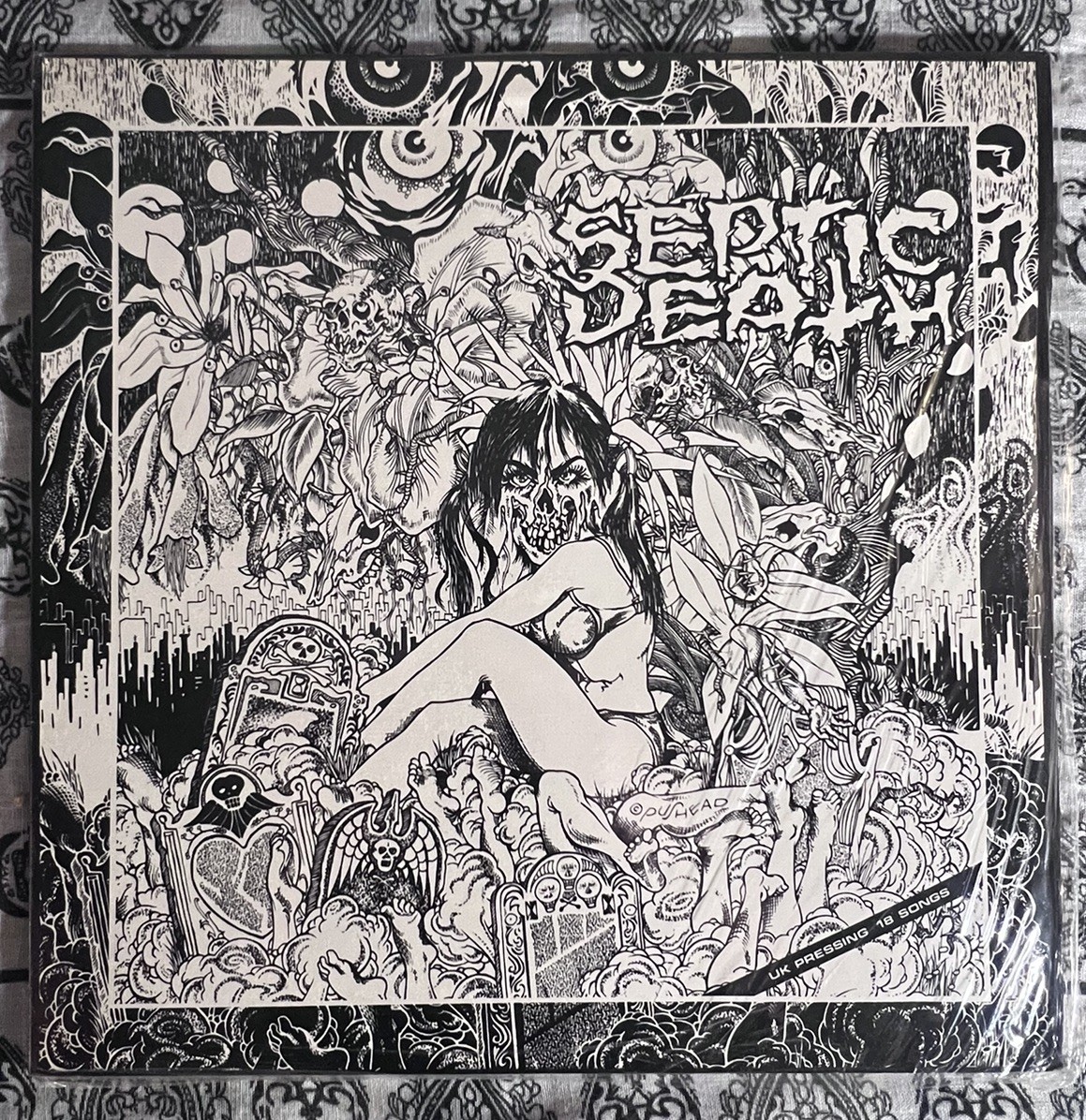 SEPTIC DEATH now that i have your attention LP 1st 1985 UK PUSHEAD shrink EX