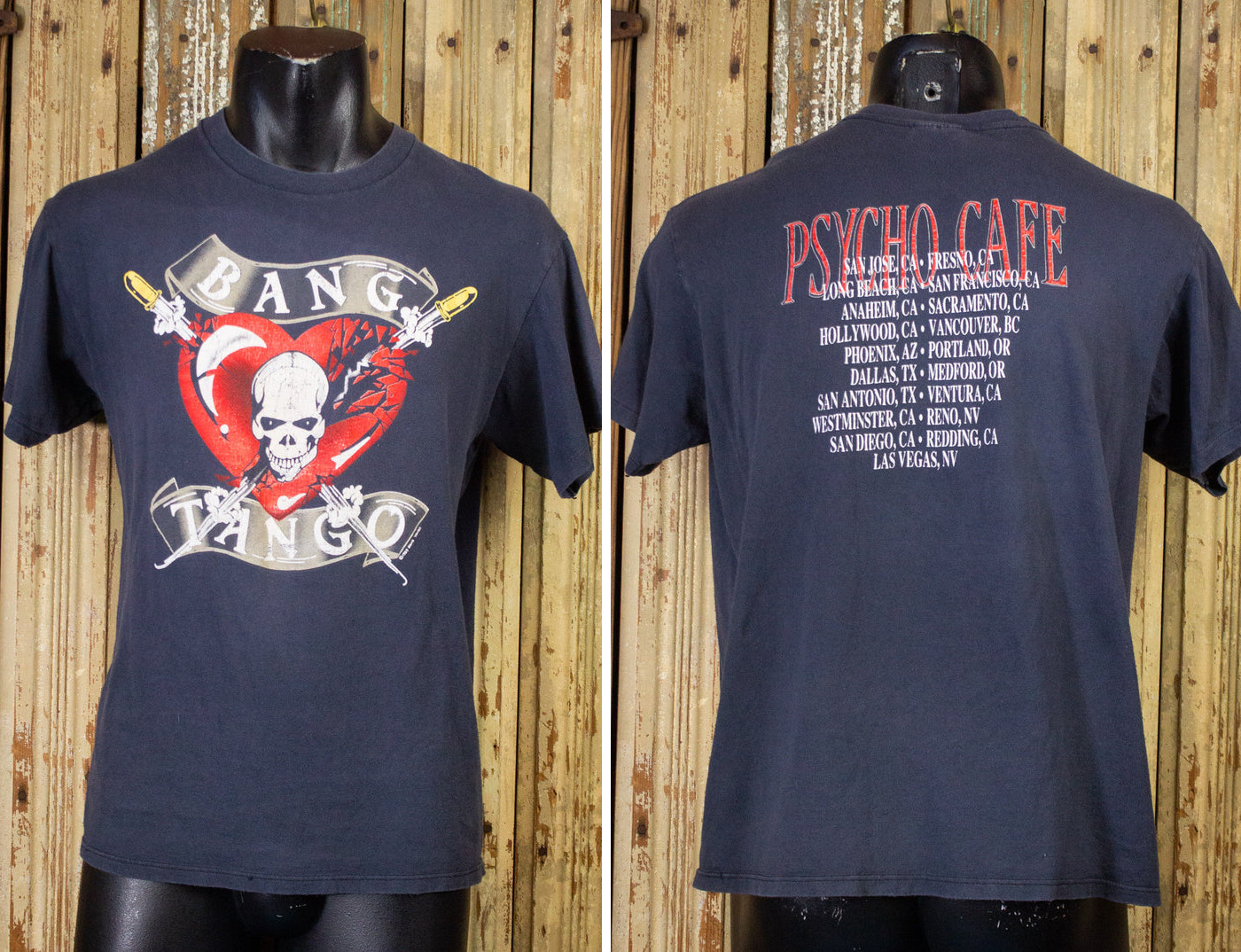 Vintage Styles Bang Tango Psycho Cafe Concert T Shirt 1989 Navy Vintage Styles Bang Tango Psycho Cafe Concert T Shirt 1989 Navy