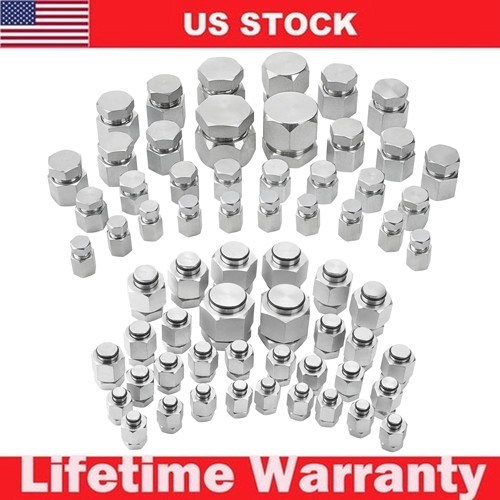144PCS Hydraulic JIC 37 Degree and ORFS Flat Face Cap and Plug Assortment Kit...