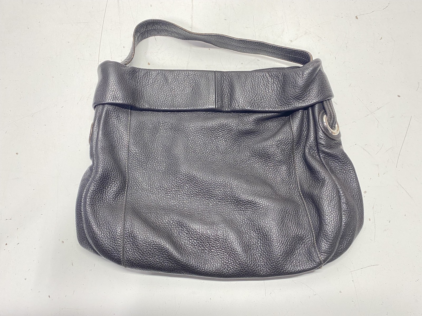 Furla Black Pebbled Leather Hobo Shoulder Bag Made in Italy Vintage