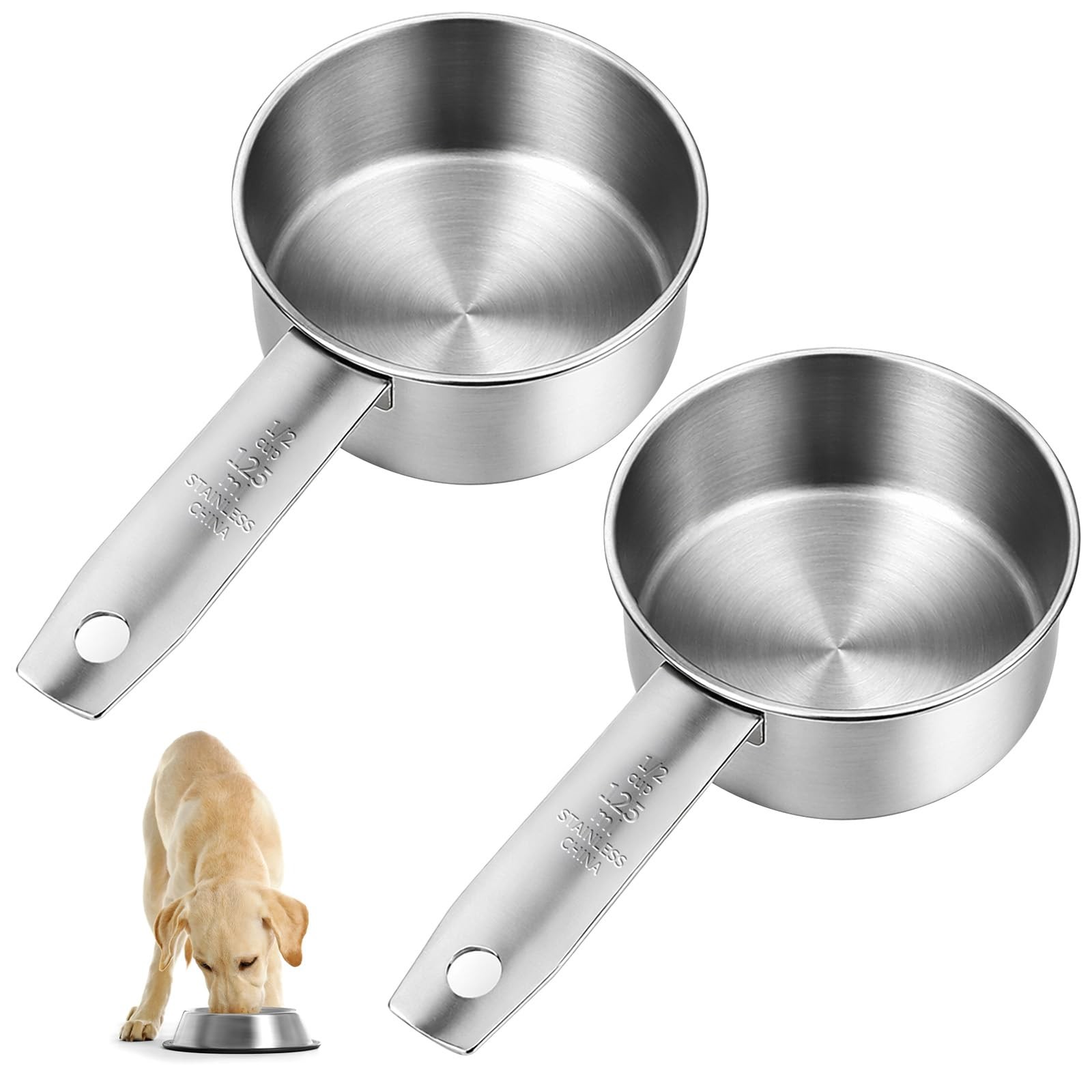 Cuchara medidora de 1/2 taza comida de perro - 2 unidades de acero inoxidable Cuchara medidora de 1/2 taza comida de perro - 2 unidades de acero inoxidable
