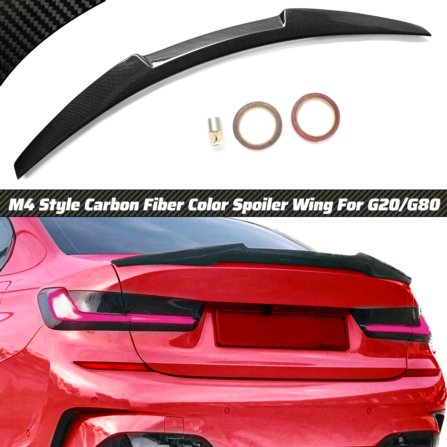 Carbon Fiber M4 Style Trunk Spoiler Wing For 2019-2025 BMW G20 330i M340i G80 M3