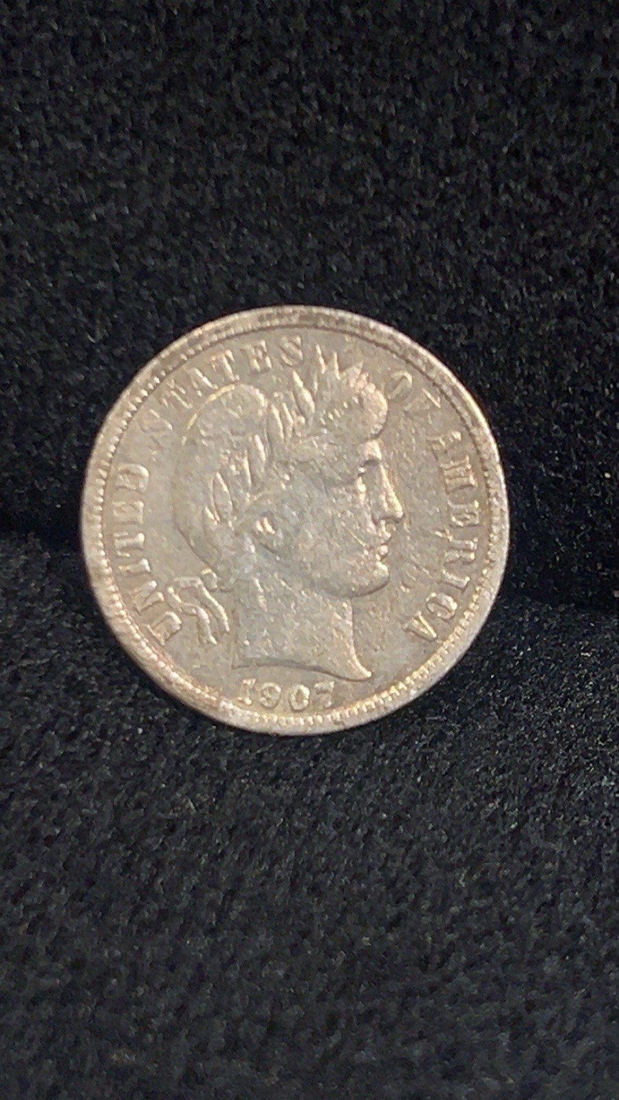 1907-P 10C Barber Dime Business Strike 90% Silver (Philadelphia) 1907-P 10C Barber Dime Business Strike 90% Silver (Philadelphia)
