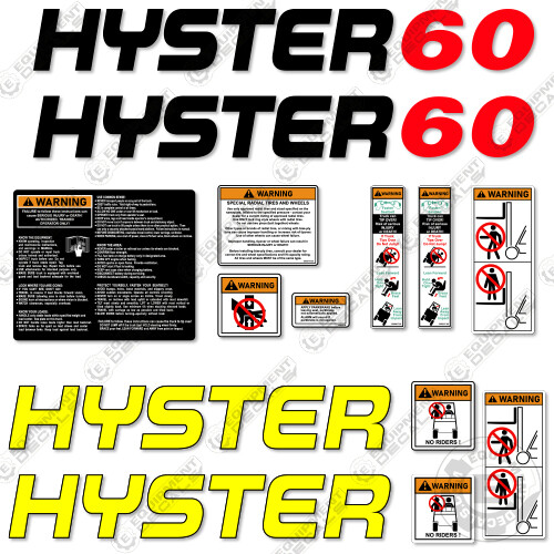 Fits Hyster 60 Decal Kit Equipment Decals Forklift - 7 YEAR 3M VINYL Fits Hyster 60 Decal Kit Equipment Decals Forklift - 7 YEAR 3M VINYL