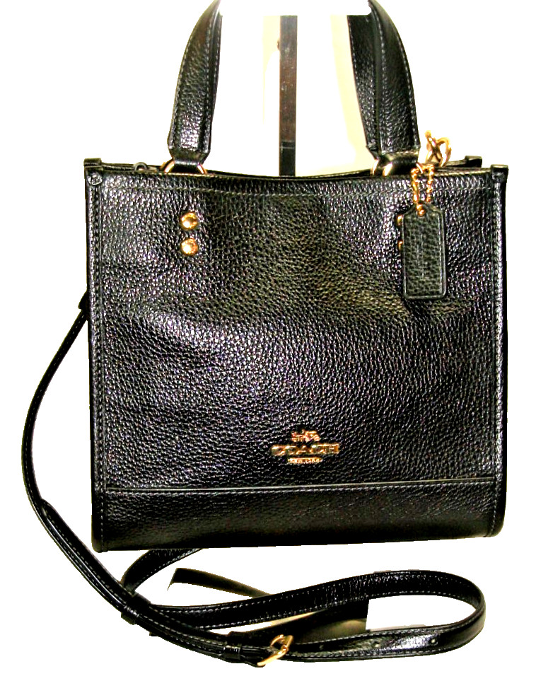 Coach Dempsey Soft Black Refined Pebbled Leather Tote 22 Shoulder Bag NWOT