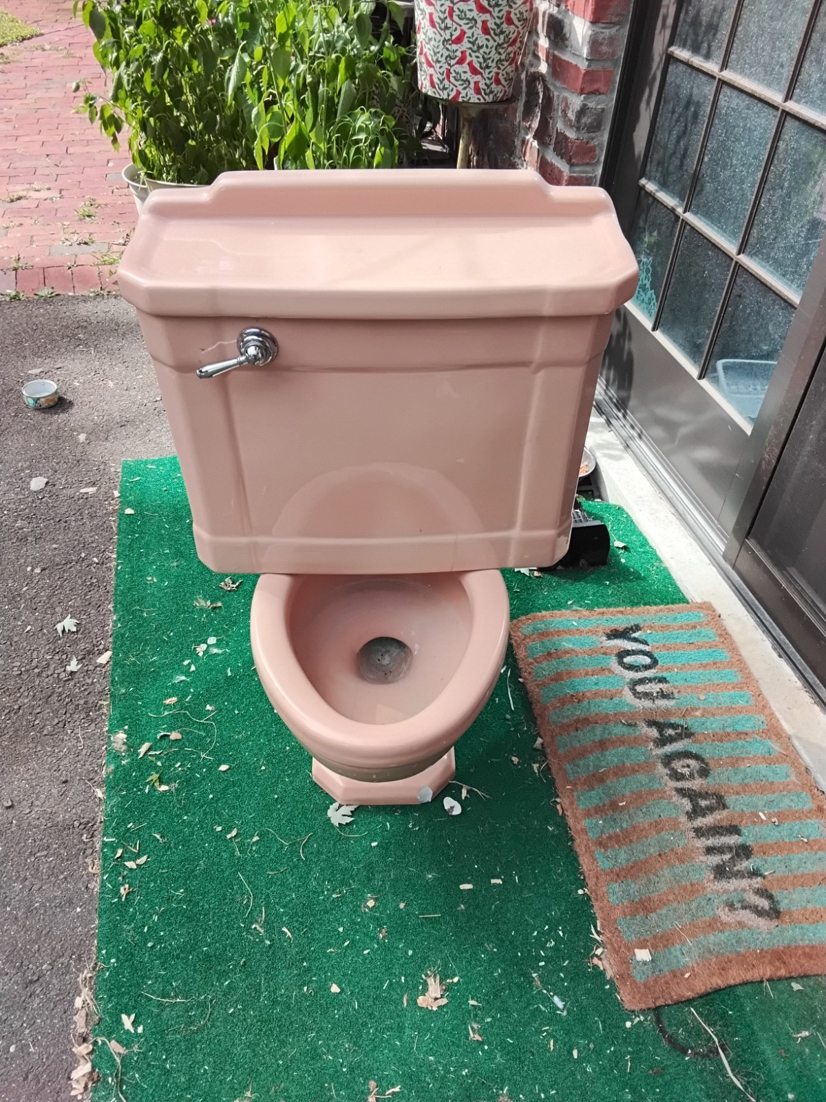 Vtg Deco Mid Century Coral Pink Porcelain Toilet Old American Standard 443-25E Vtg Deco Mid Century Coral Pink Porcelain Toilet Old American Standard 443-25E