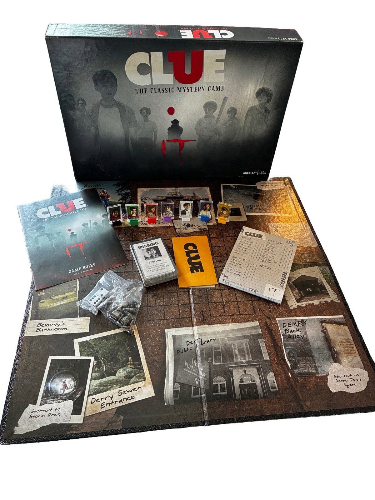 Clue IT Edition 2019 USAopoly Stephen King Pennywise Board Game Complete