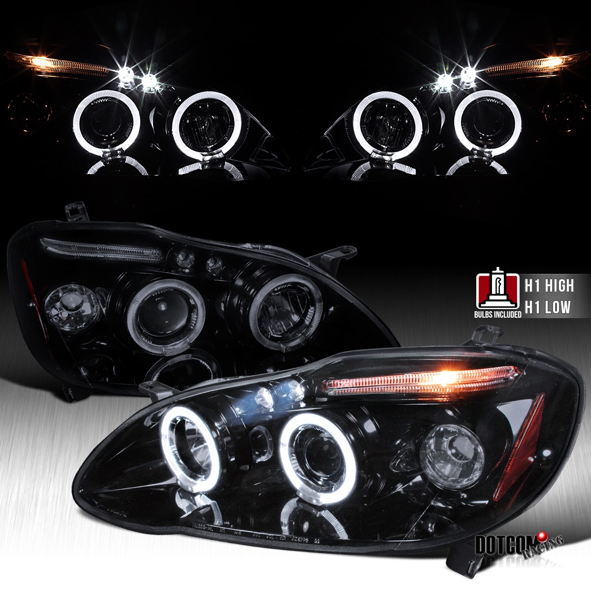 Fit 2003-2008 Toyota Corolla Smoke LED Halo Projector Headlights Lamps 03-08 Fit 2003-2008 Toyota Corolla Smoke LED Halo Projector Headlights Lamps 03-08