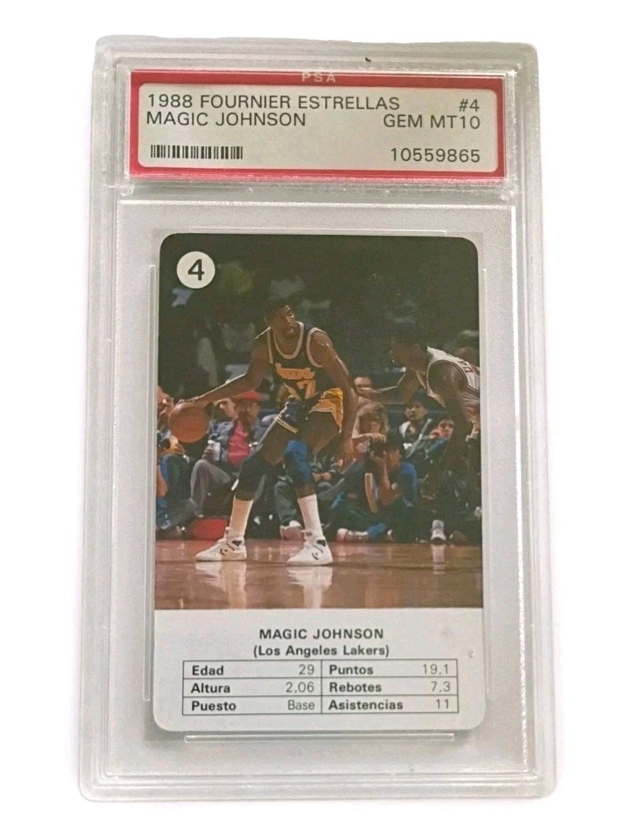 1988 Fournier Estrellas #4 Magic Johnson Lakers HOF PSA GEM MINT 10 1988 Fournier Estrellas #4 Magic Johnson Lakers HOF PSA GEM MINT 10
