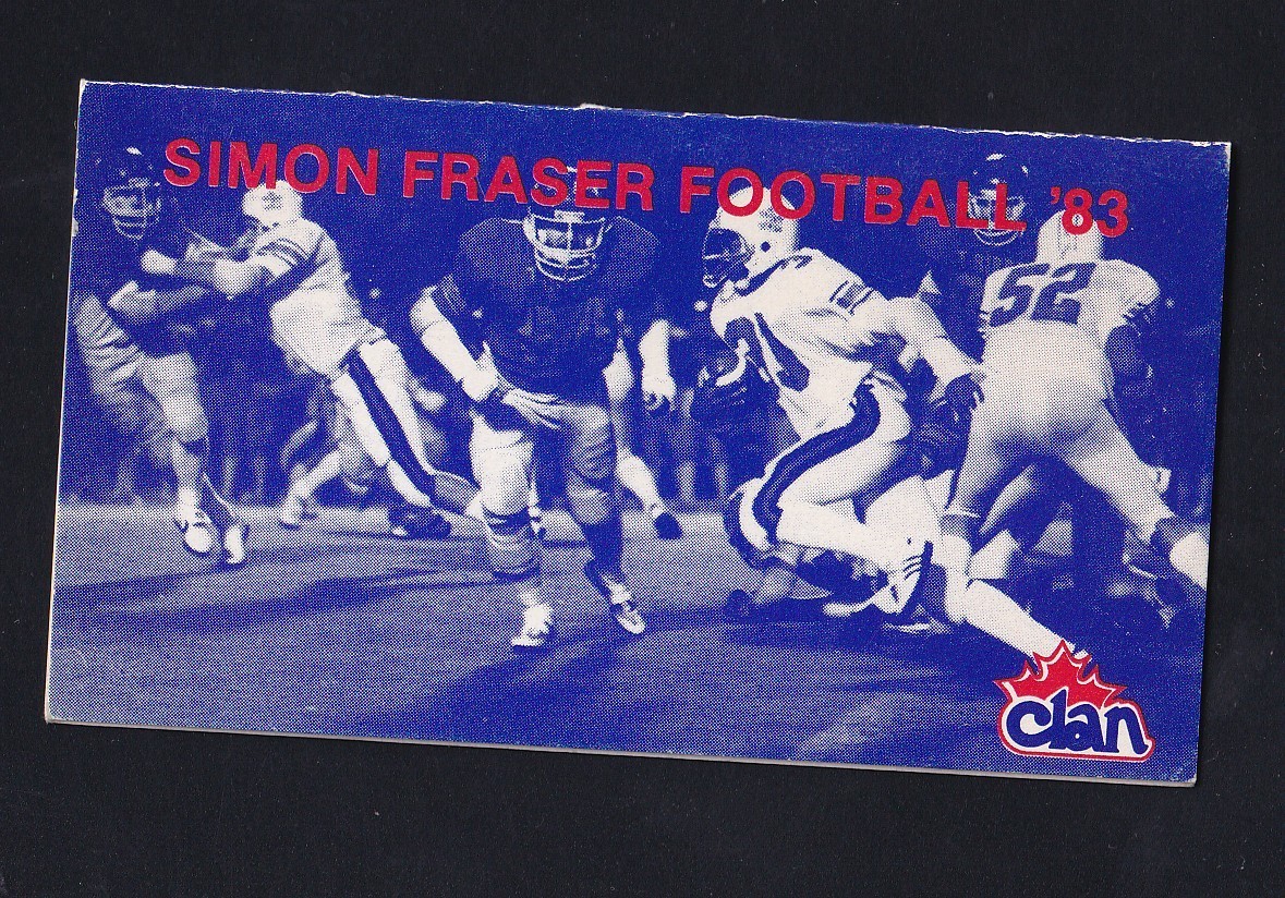 1983 Simon Fraser Clan Football Pocket Schedule Shell 1983 Simon Fraser Clan Football Pocket Schedule Shell