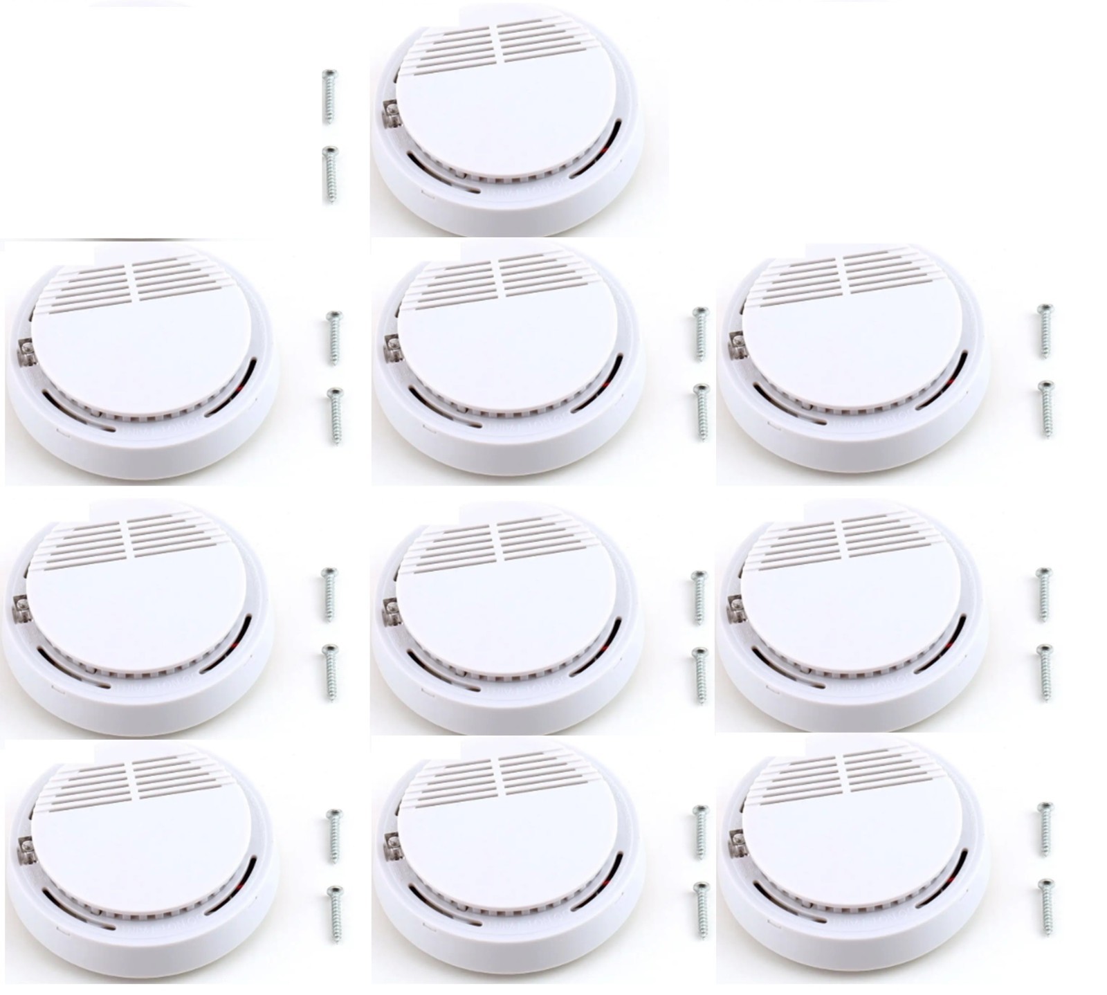 10 SMOKE DETECTORS Battery Power Units Home Fire Alarm Safety Sensor w/ battery