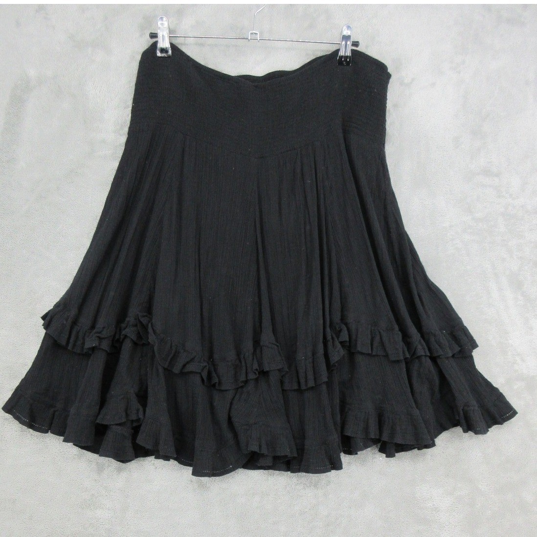 Odille Skirt Womens Size M Anthropologie Tiered Ruffle Gauze Smocked Flare Black Odille Skirt Womens Size M Anthropologie Tiered Ruffle Gauze Smocked Flare Black