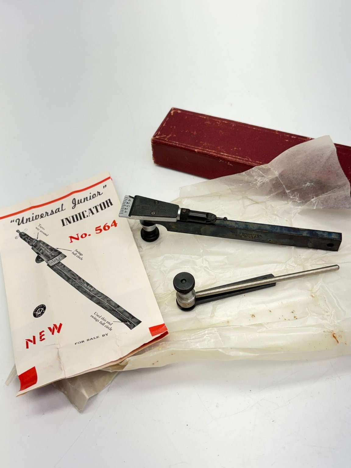 Vintage Starrett No. 564 Universal Junior Test Indicator with Box & Manual USA Vintage Starrett No. 564 Universal Junior Test Indicator with Box & Manual USA