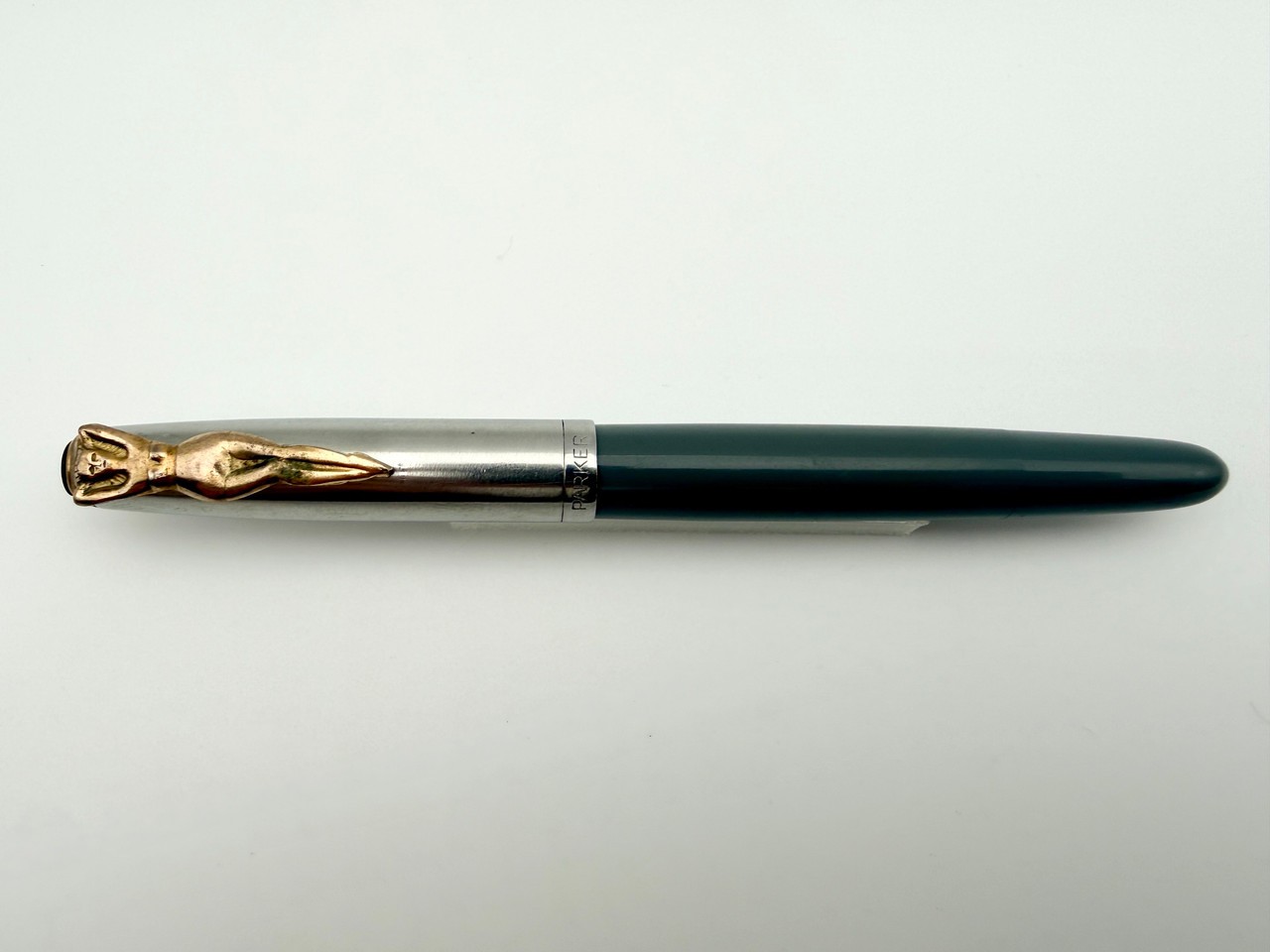 VINTAGE PARKER 51 VACUMATIC BETTY GRABLE CLIP DOVE GREY FOUNTAIN PEN F 14K