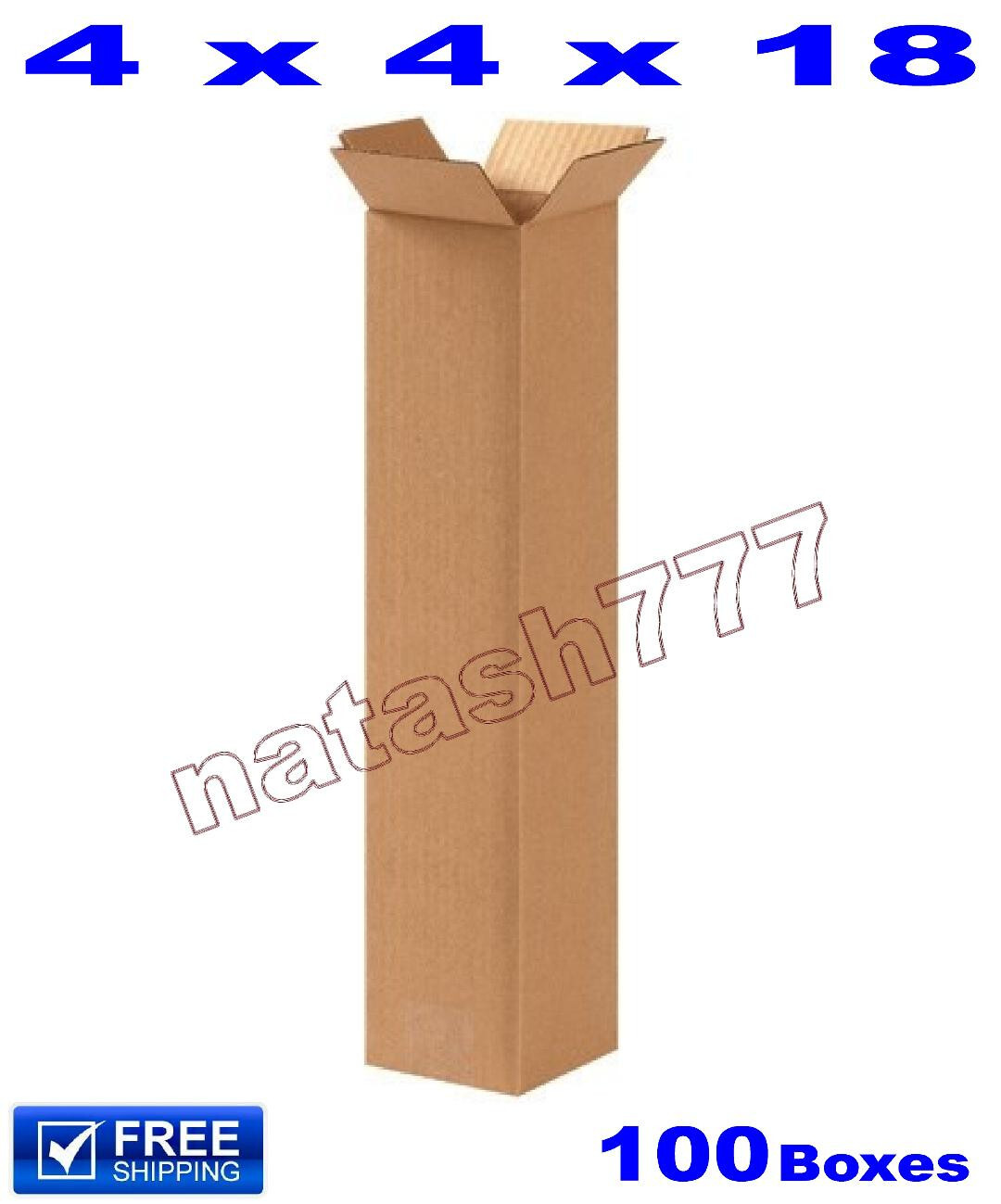 100 - 4x4x18 Cardboard Boxes 32-ECT Mailing Packing Shipping Corrugated Carton 100 - 4x4x18 Cardboard Boxes 32-ECT Mailing Packing Shipping Corrugated Carton