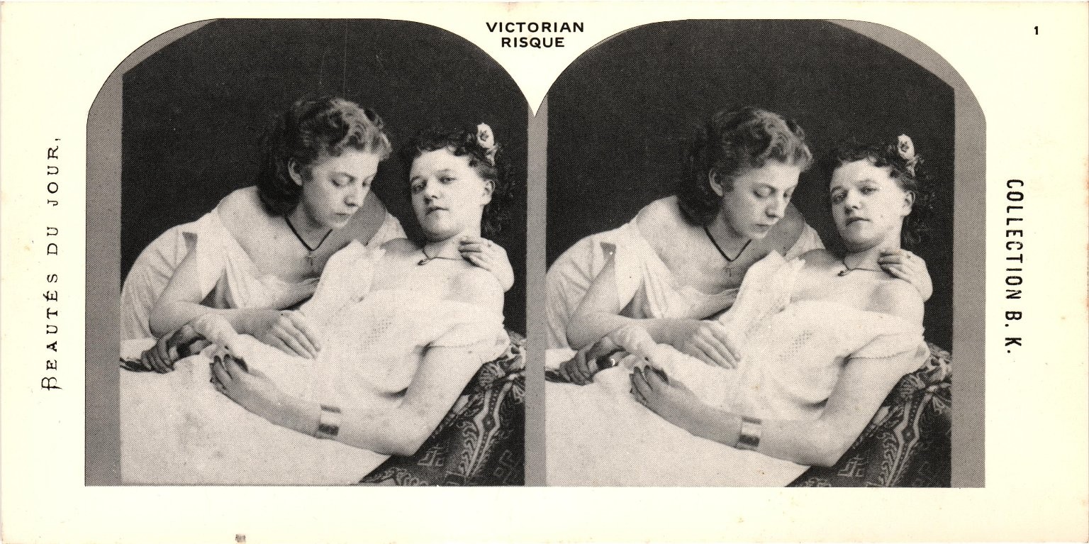 Victorian Risque Stereoview Stereo Classics 1978 Black White Two Women