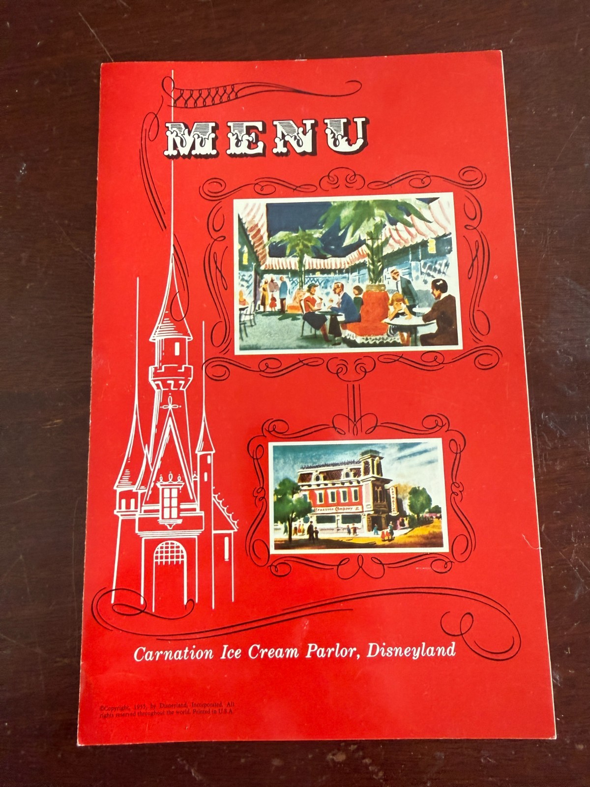 Vtg 1959 Menu Disneyland Carnation Ice Cream Parlor Pavilion Postcard Mailer PA Vtg 1959 Menu Disneyland Carnation Ice Cream Parlor Pavilion Postcard Mailer PA