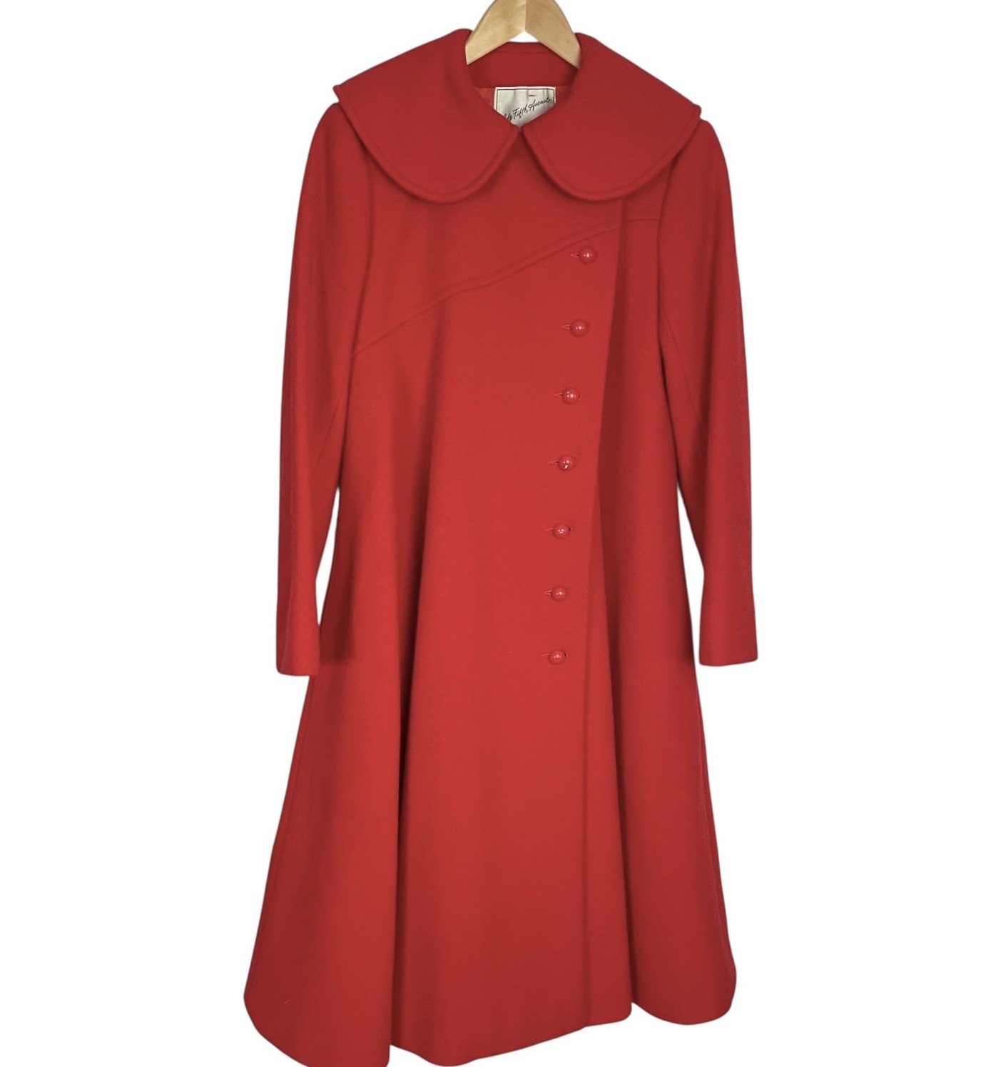 Vintage Christian Dior Womens Wool Coat Size 10 Red Saks Fifth Avenue MCM Mod