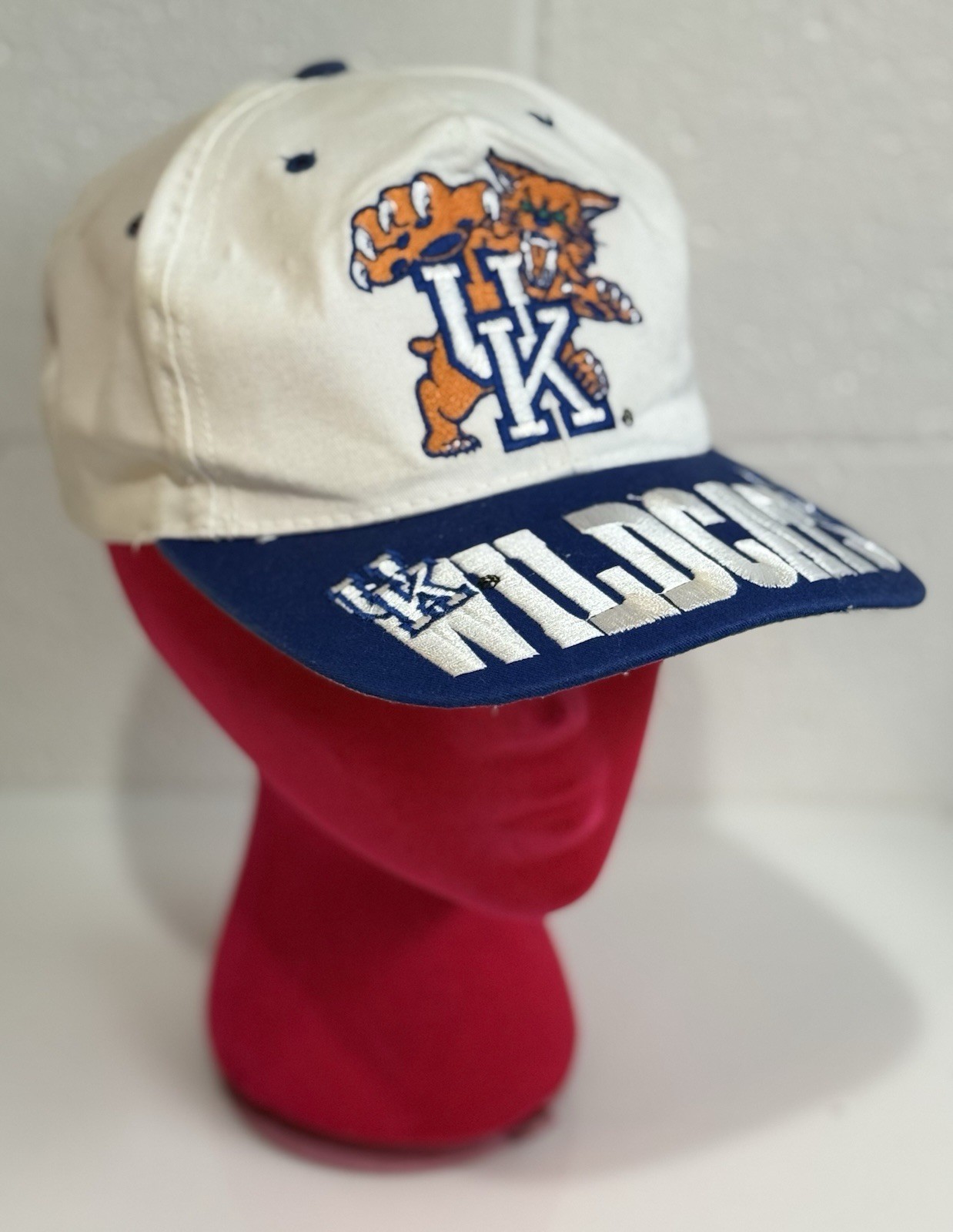 Vtg. Kentucky Wildcats UK Snapback Hat Embroidered Bill Penitent Cat Logo NCAA
