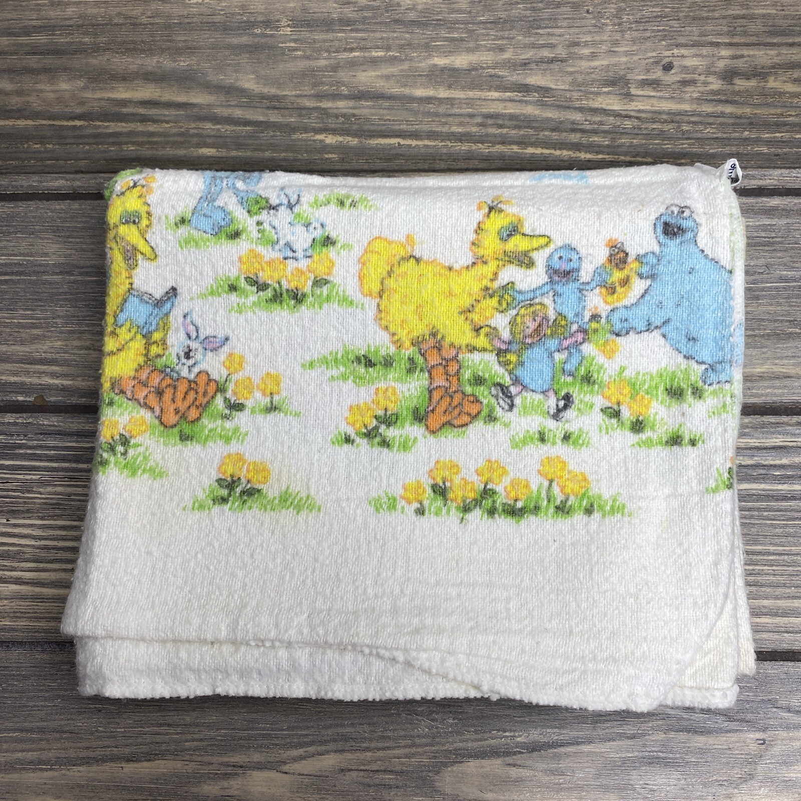 Vintage Toddle Time Receiving Blanket Sesame Street Big Bird Grover 32x27”