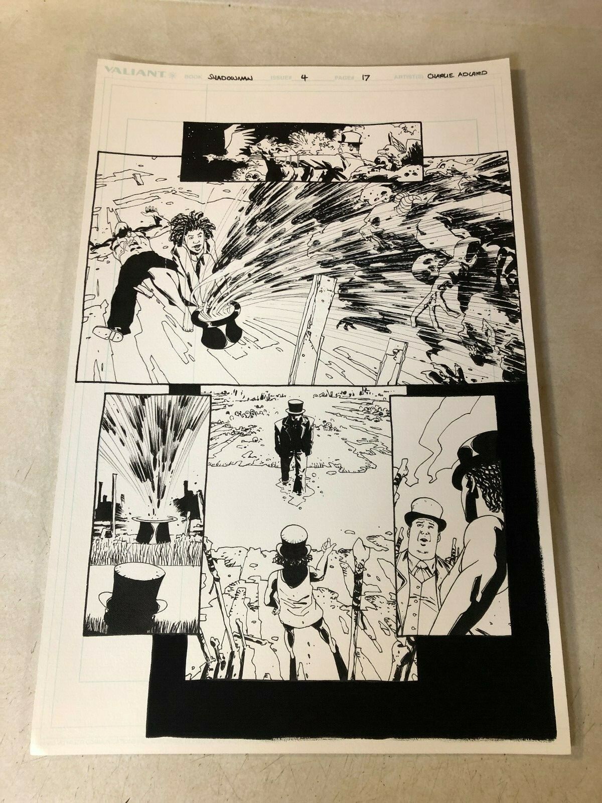 SHADOWMAN #8 original comic art VALIANT 1997 beast voodoo battle NETTIE JOSEY