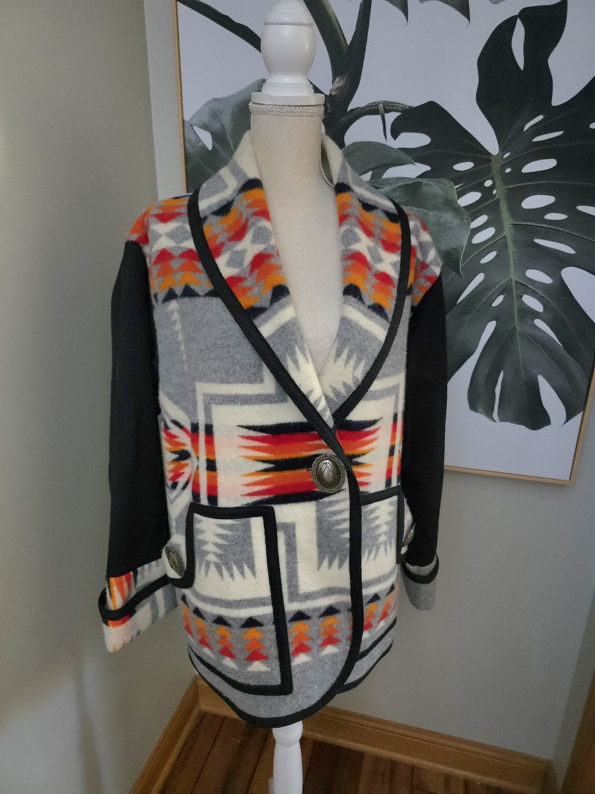 Vtg Wool Coat Southwestern Navajo Jacket Pendleton Style No Tag L Vtg Wool Coat Southwestern Navajo Jacket Pendleton Style No Tag L