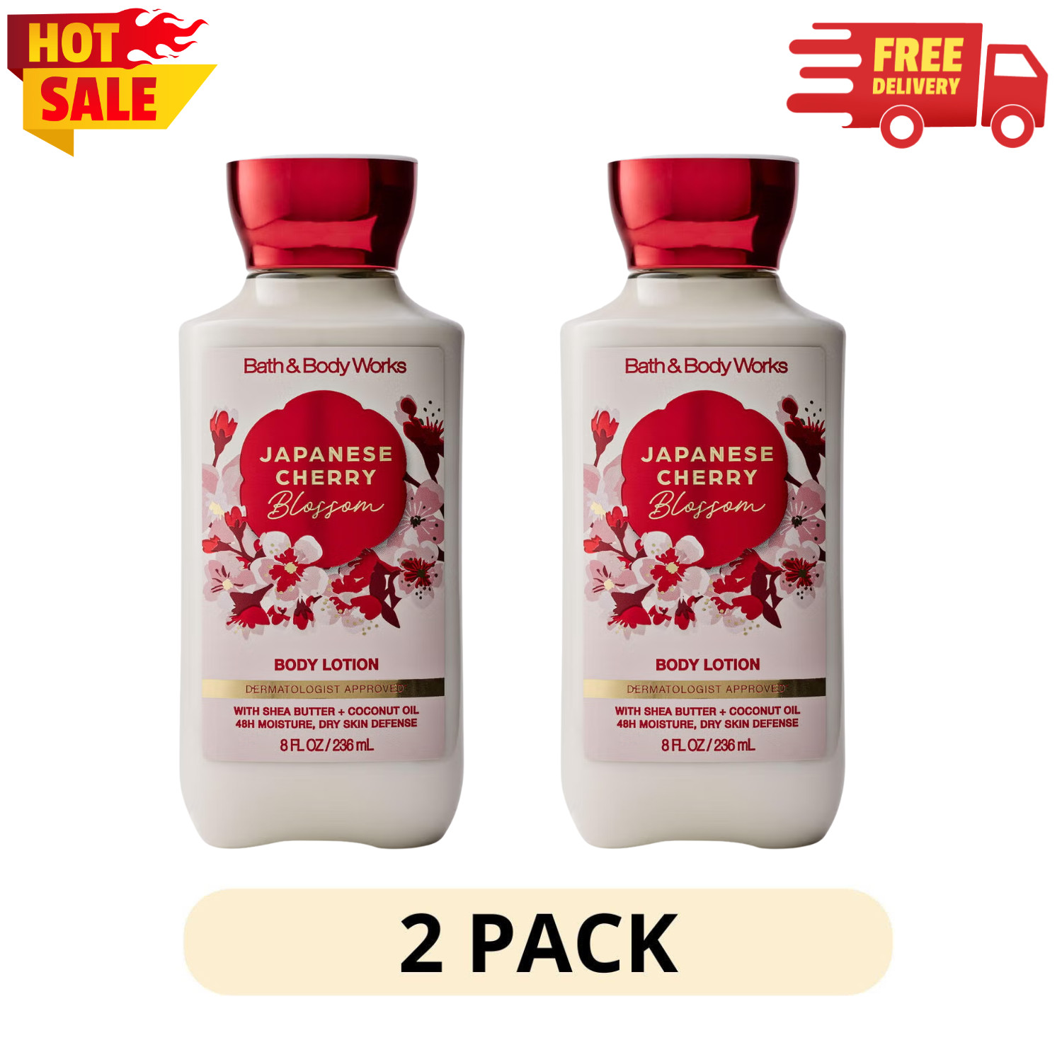 2 Pack Bath & Body Works Japanese Cherry Blossom Body Lotion, 8 oz / 236 ml 2 Pack Bath & Body Works Japanese Cherry Blossom Body Lotion, 8 oz / 236 ml
