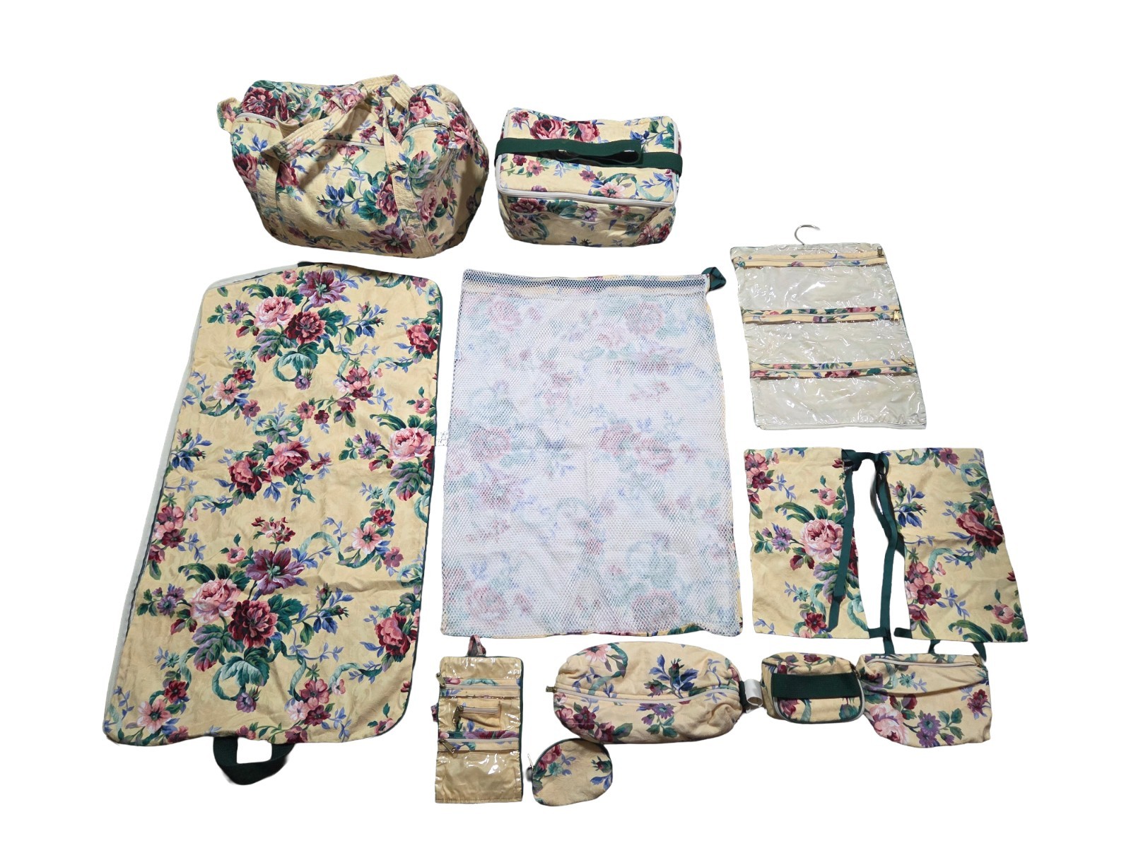 RARE 12-PC VINTAGE GLORIA RAE LUGGAGE & TRAVEL ORGANIZER SET