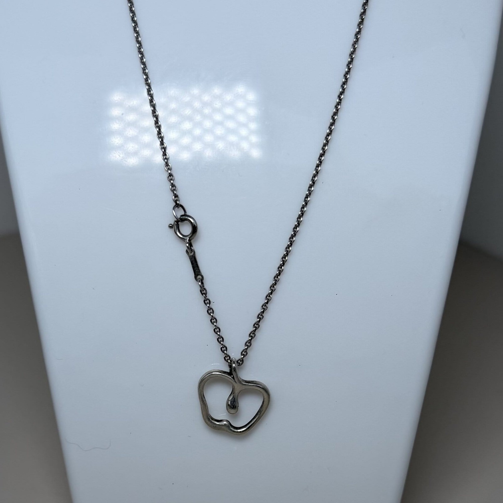 Tiffany & Co. Elsa Peretti Sterling Silver Open Apple Pendant Necklace