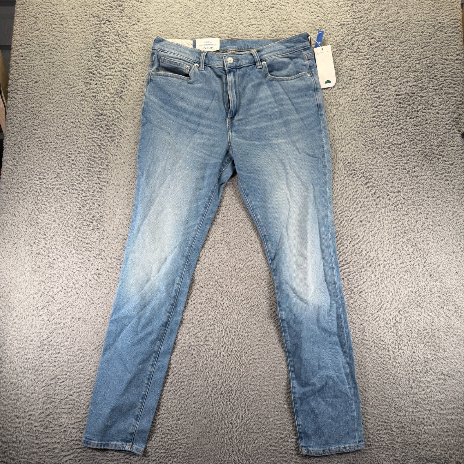 H&M &Denim Jeans Mens 36x32 Blue Cotton Denim Skinny Leg Faded Stretch Workwear