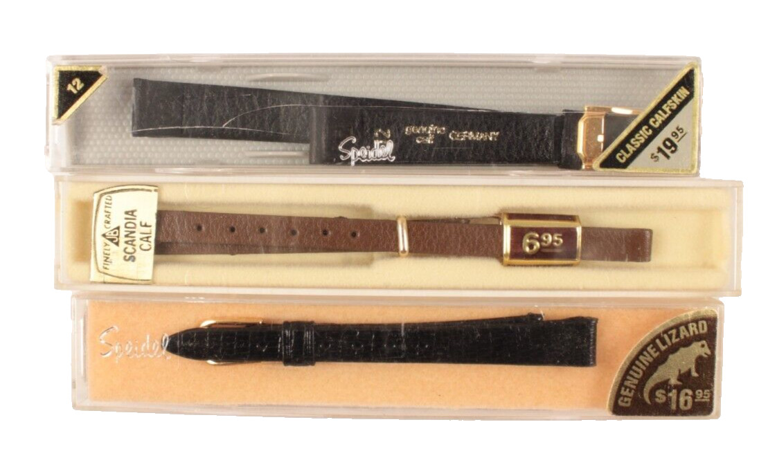 3 Vintage NOS Ladies Watch Bands 2 Speidel 1 JB 12mm black Brown 3 Vintage NOS Ladies Watch Bands 2 Speidel 1 JB 12mm black Brown