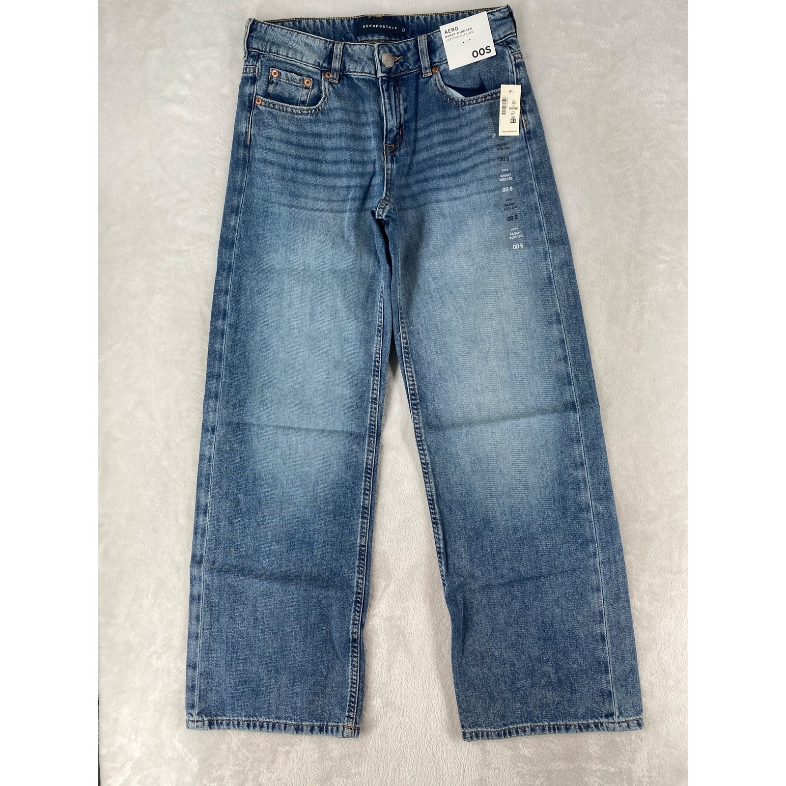 Aeropostale Jeans Juniors 00S Blue Baggy Wide Leg Lightweight Denim NEW $59.95