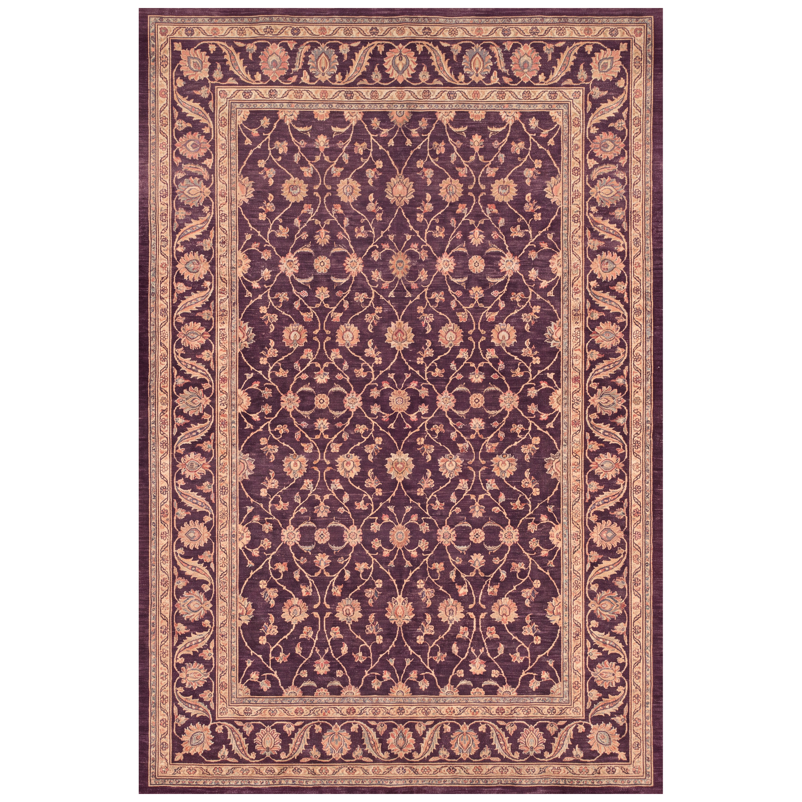 Fogbow Traditional All-Over Floral Bordered Aubergine Rose Ivory Washable Plum Fogbow Traditional All-Over Floral Bordered Aubergine Rose Ivory Washable Plum