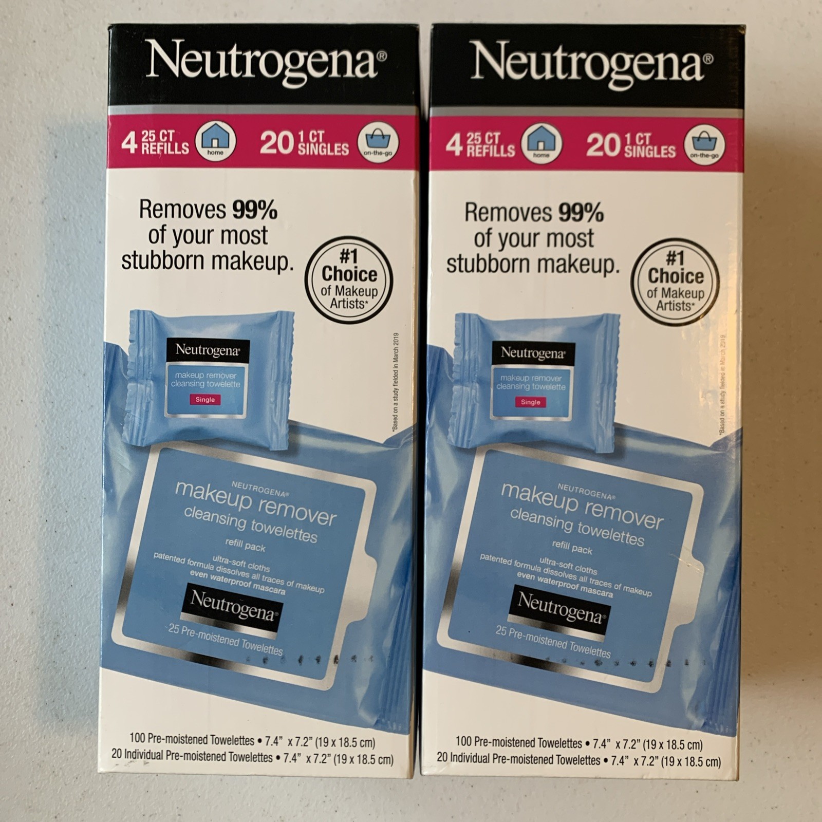 New Lot Of 2 Neutrogena Make-Up Remover Cleansing Towelette Packs - 240 Total