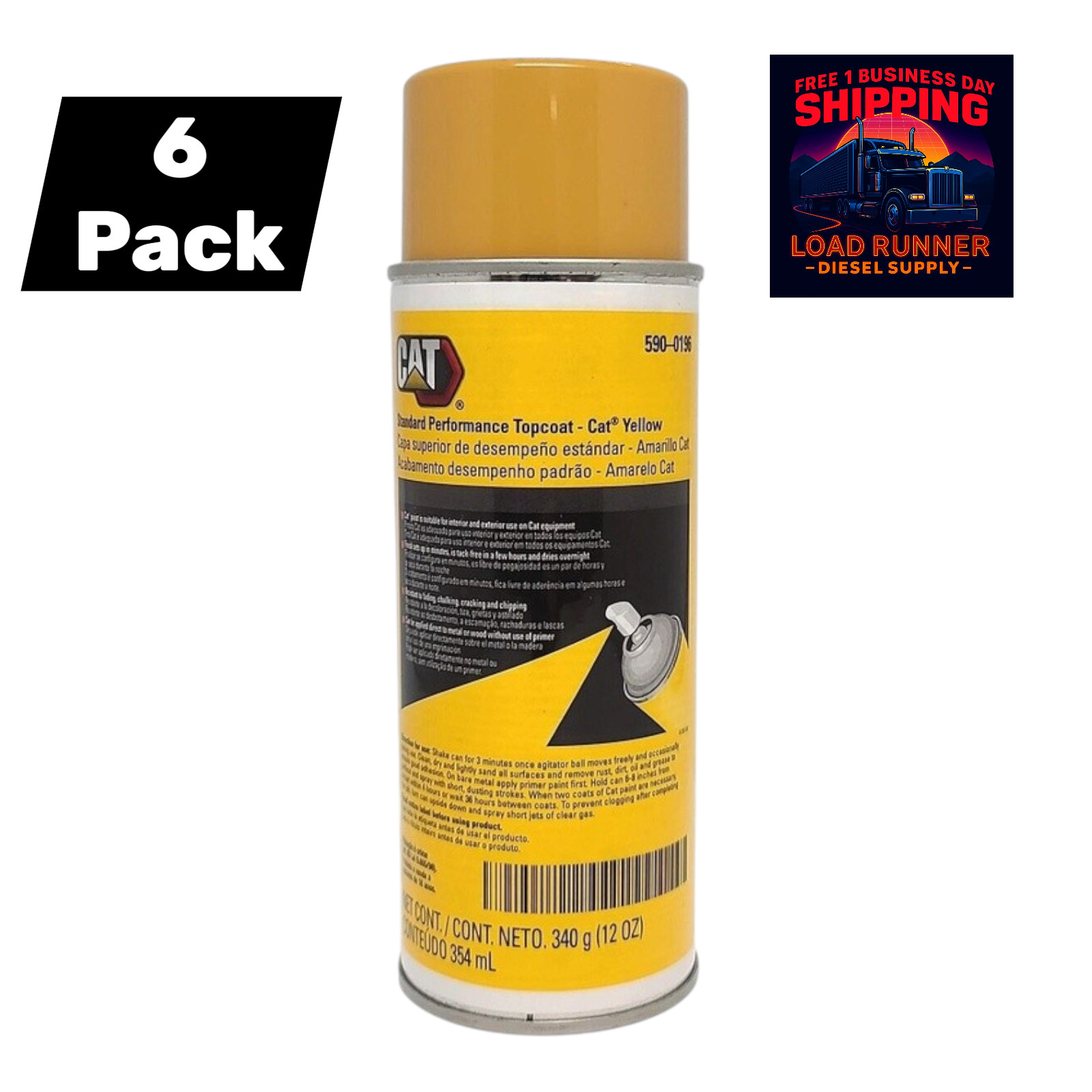 590-0196 OEM Caterpillar Yellow Aerosol Paint 6 Pack 458-9587 4C4200 Genuine CAT