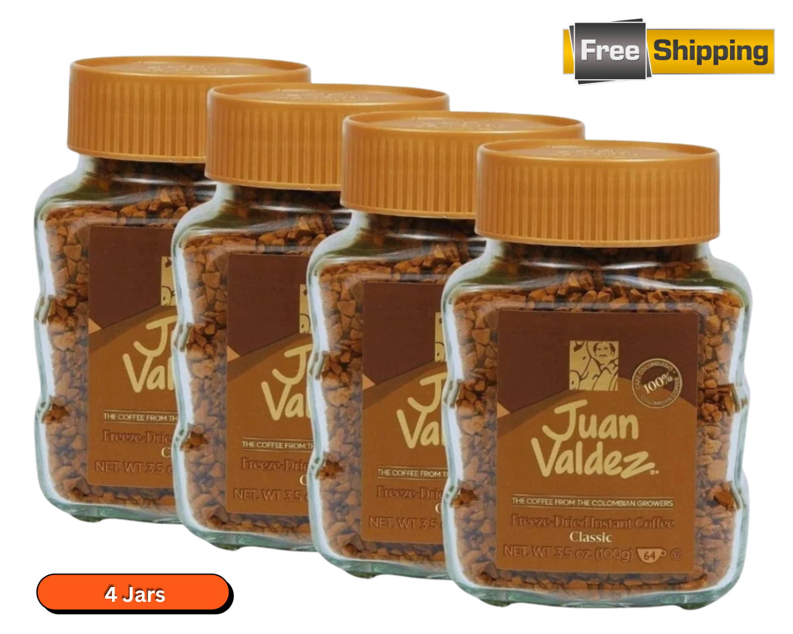 Juan Valdez Freeze Dried Instant Coffee 3.52 oz 4 Pack Classic Colombian Juan Valdez Freeze Dried Instant Coffee 3.52 oz 4 Pack Classic Colombian