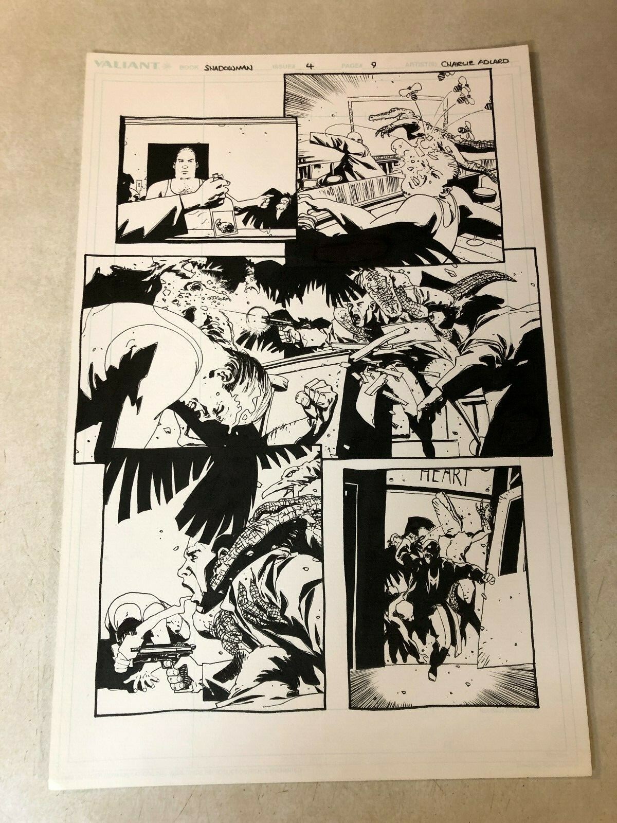 SHADOWMAN #8 comic art CROCODILE gun battle SILVER BULLETS Adlard VALIANT 