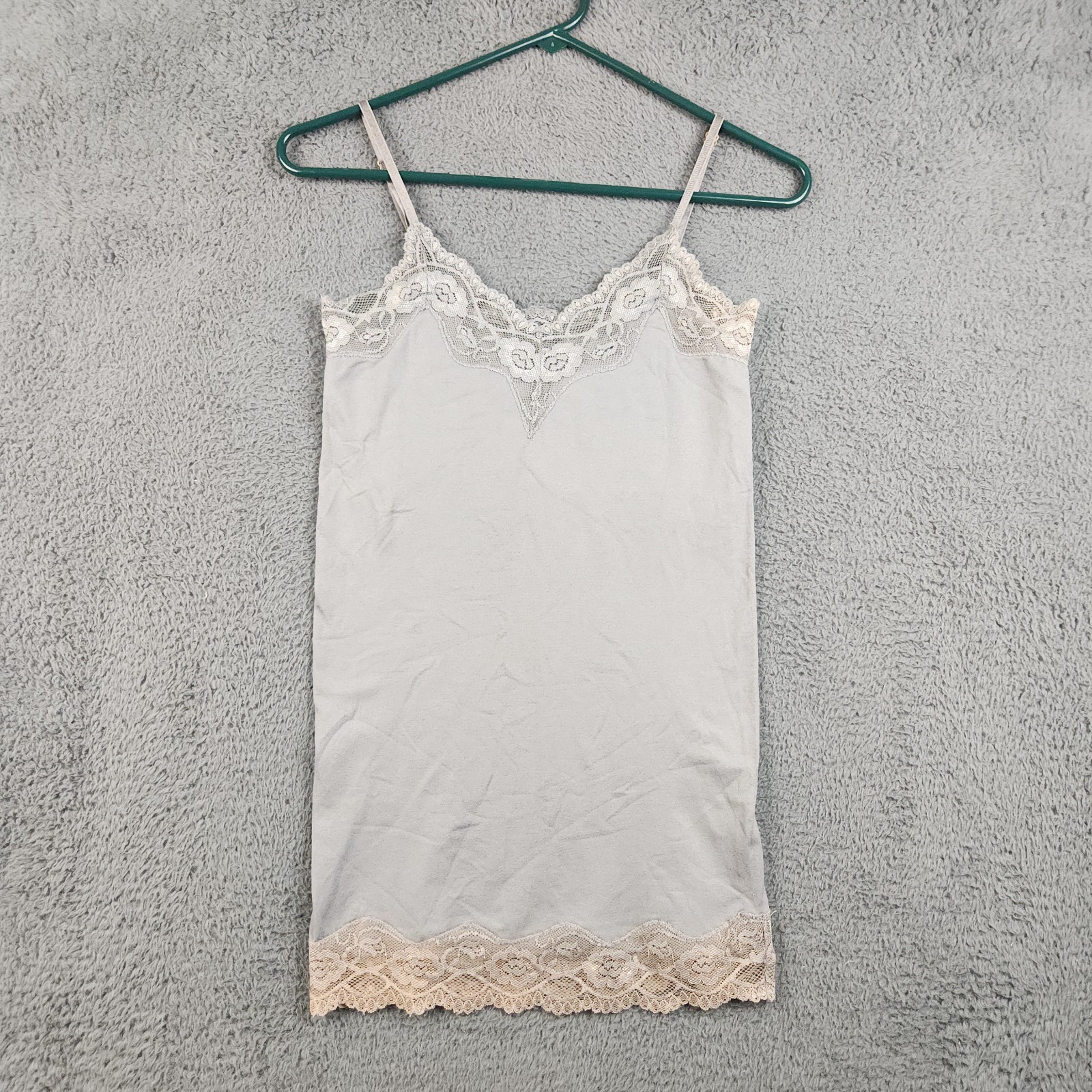 Vintage Y2K Babydoll Cami Top Women\'s Small Gray Lace Trim Bella Swan Coquette Vintage Y2K Babydoll Cami Top Women\'s Small Gray Lace Trim Bella Swan Coquette