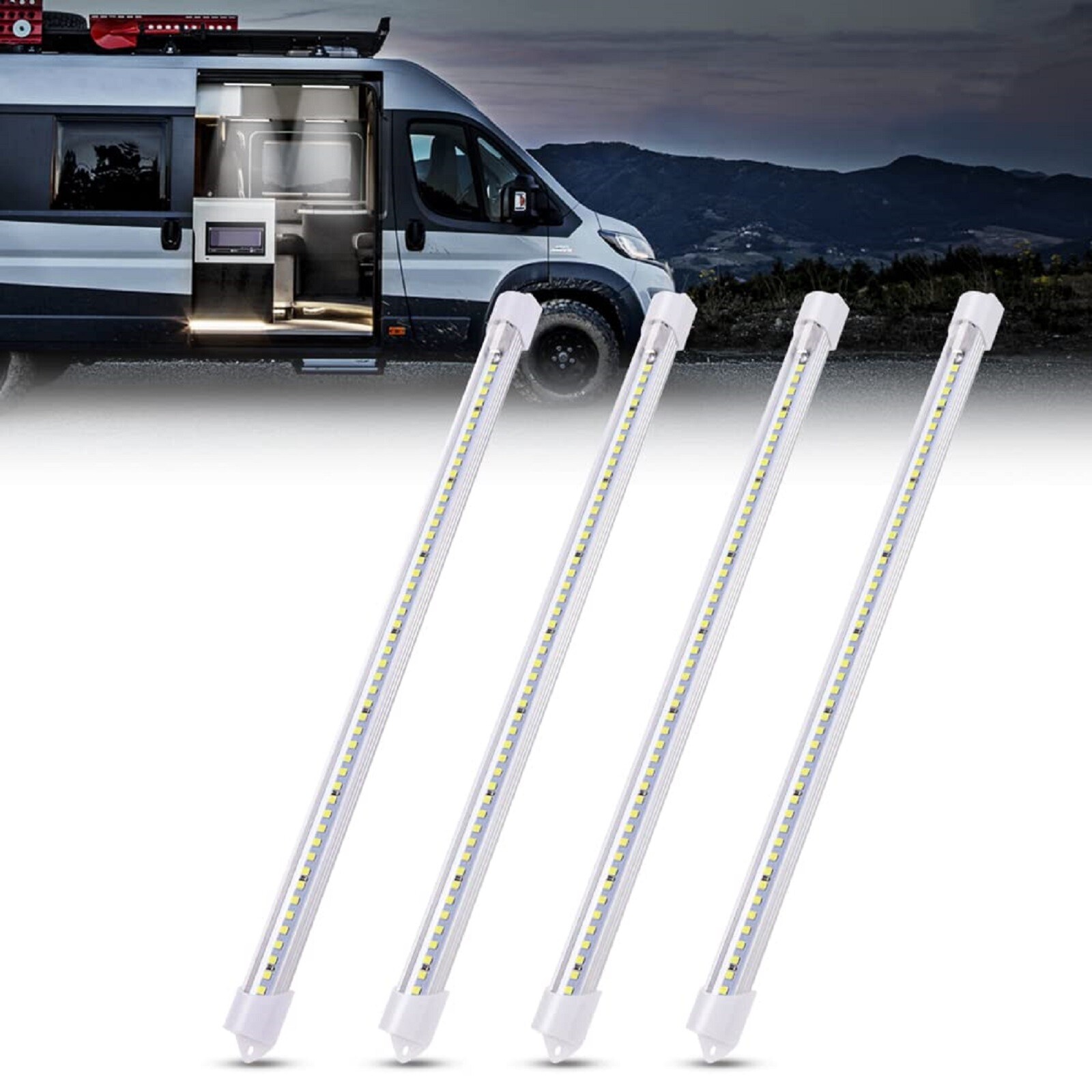 4PCS 12V RV Interior LED Light Bar 48 LEDs Light Strip 12