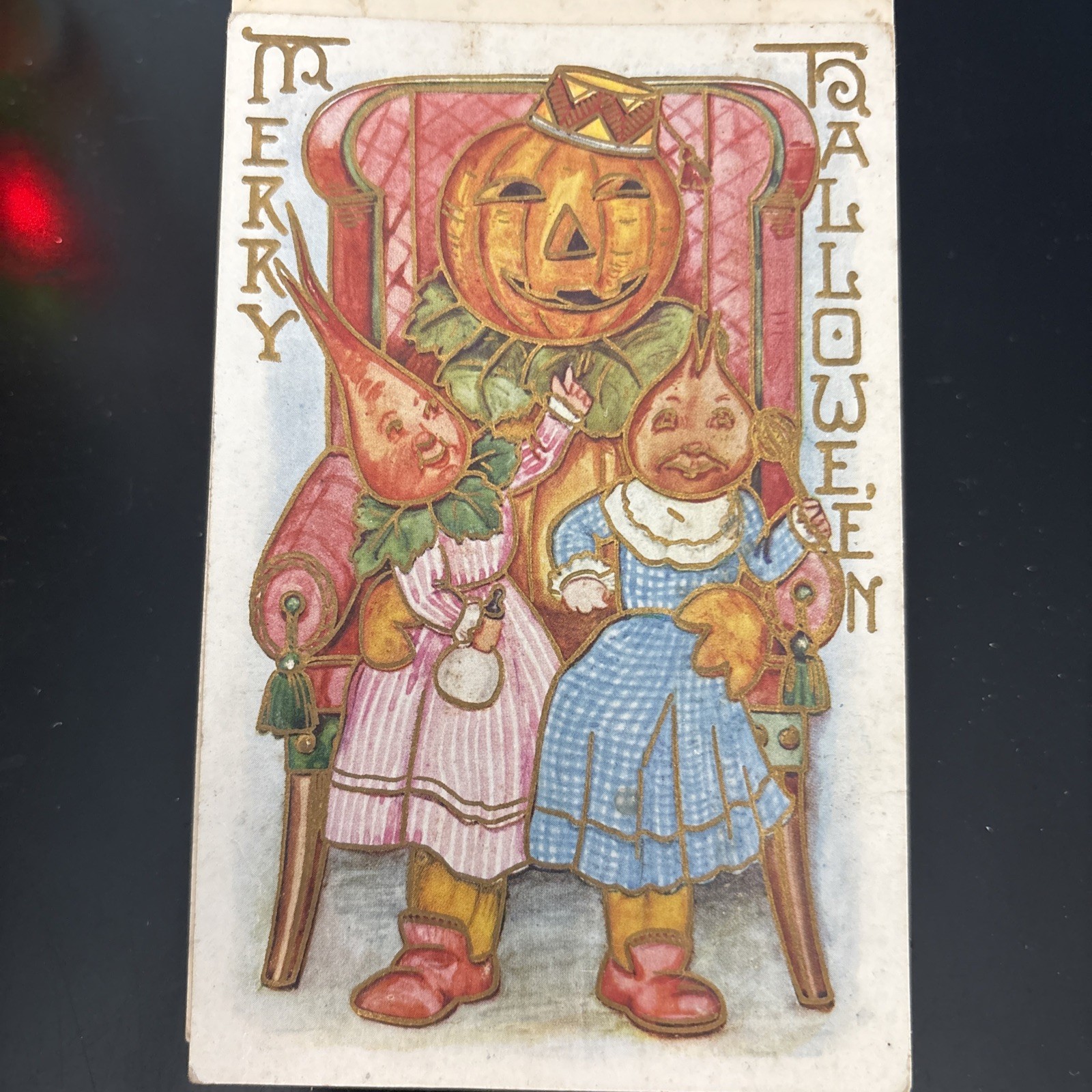 Antique Halloween Postcard Anthropomorphic Family Embossed Posted 1910 Antique Halloween Postcard Anthropomorphic Family Embossed Posted 1910