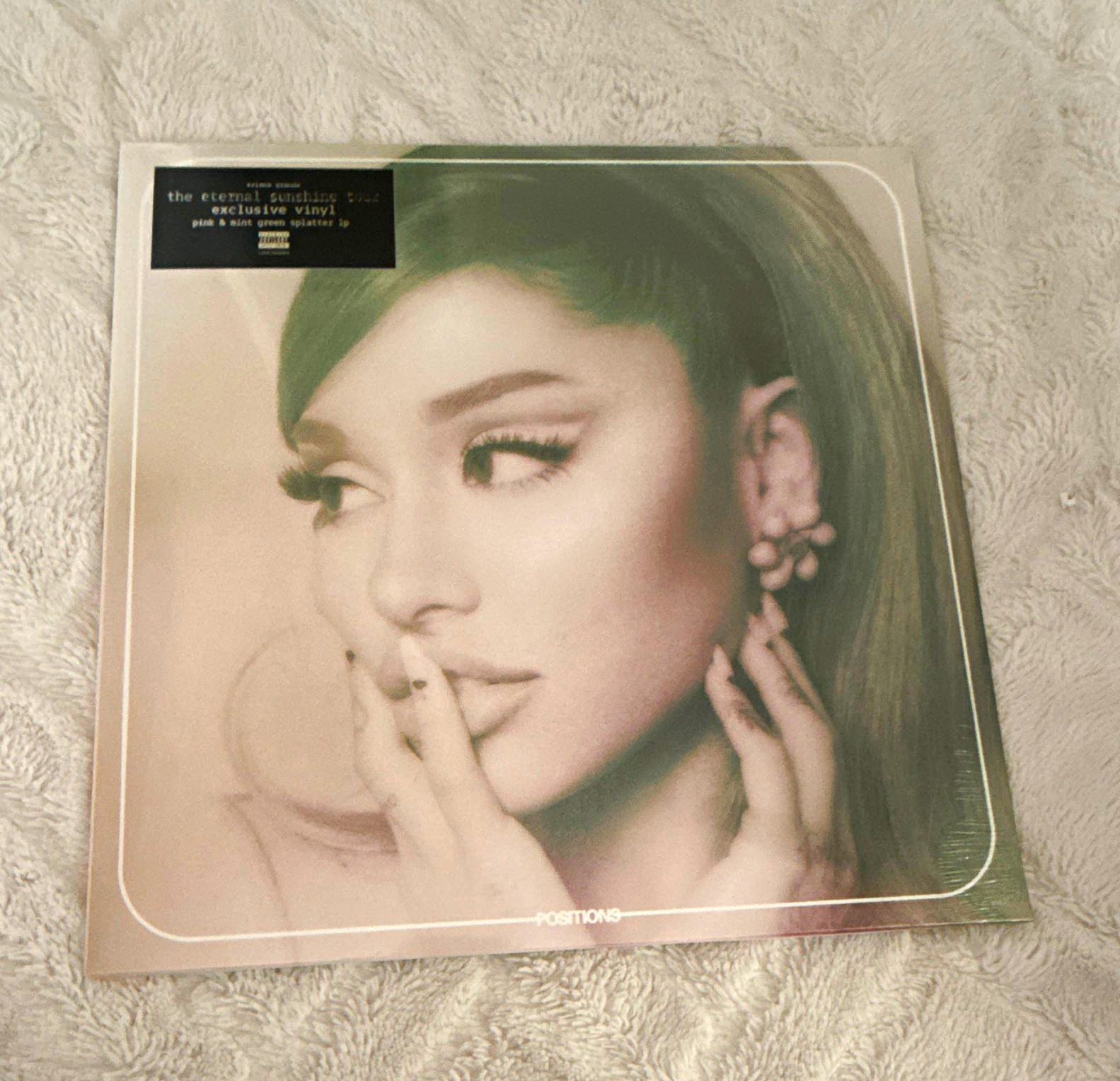 Ariana Grande Positions EST Exclusive LP Vinyl Record Pink & Mint Green Splatter Ariana Grande Positions EST Exclusive LP Vinyl Record Pink & Mint Green Splatter