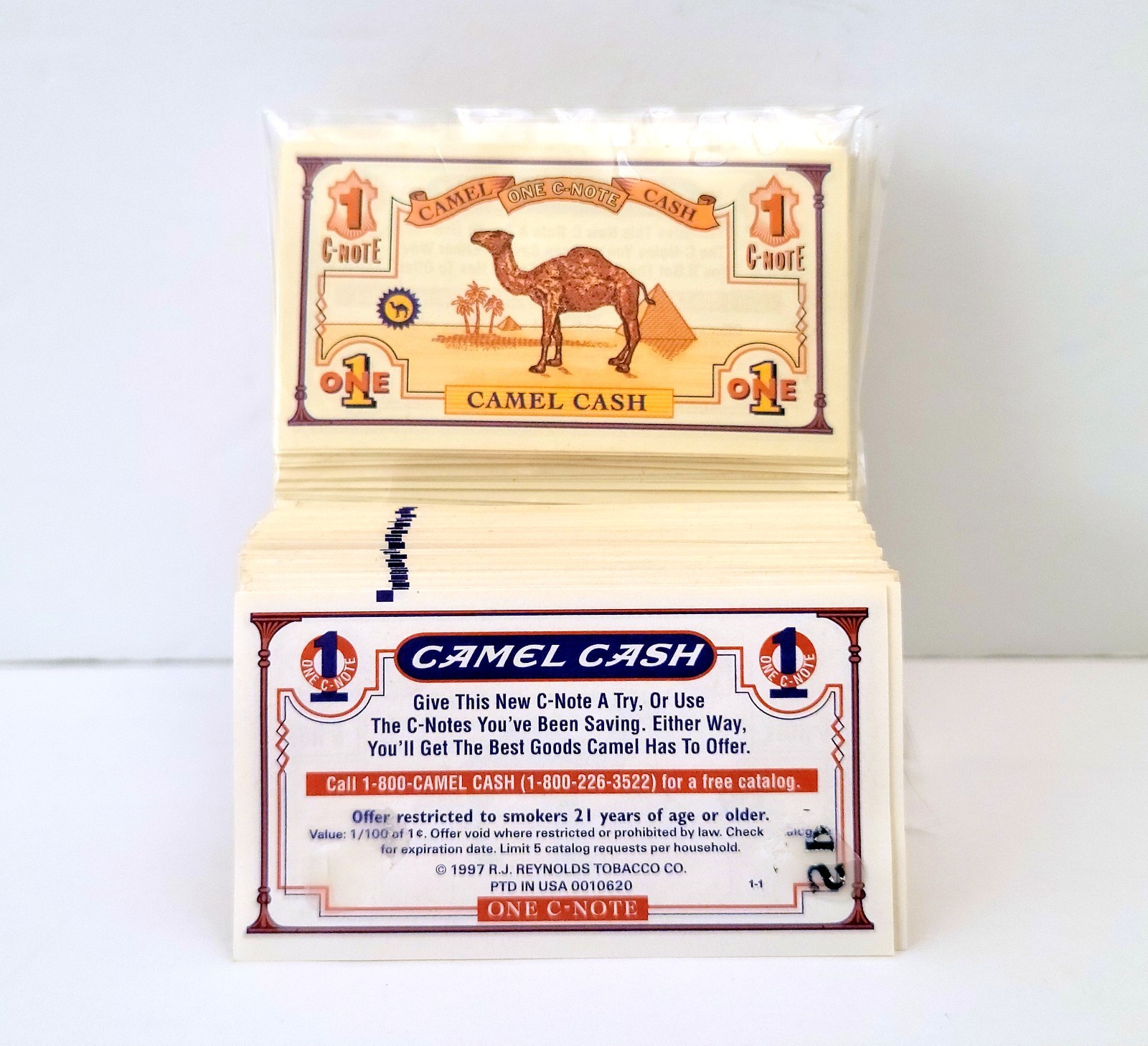 100 Vintage Camel Cash 1 C-Notes Lot 1997 Joe Camel Tobacciana Memorabilia 100 Vintage Camel Cash 1 C-Notes Lot 1997 Joe Camel Tobacciana Memorabilia