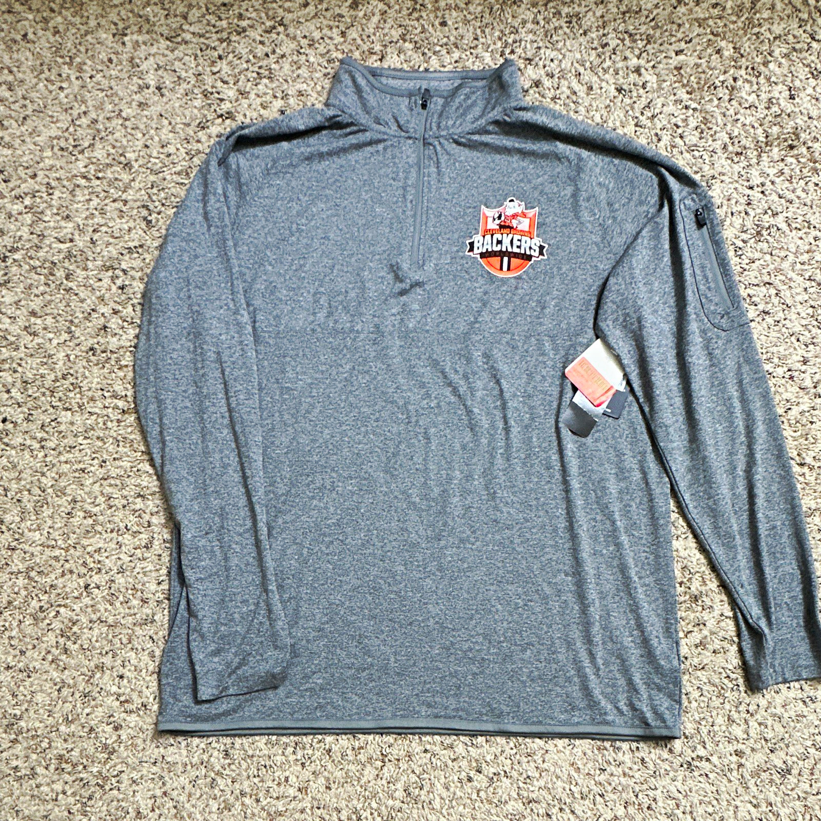 New Era Cleveland Browns NFL Gray 1/4 Zip Men\'s XL Football Jacket Licensed New Era Cleveland Browns NFL Gray 1/4 Zip Men\'s XL Football Jacket Licensed