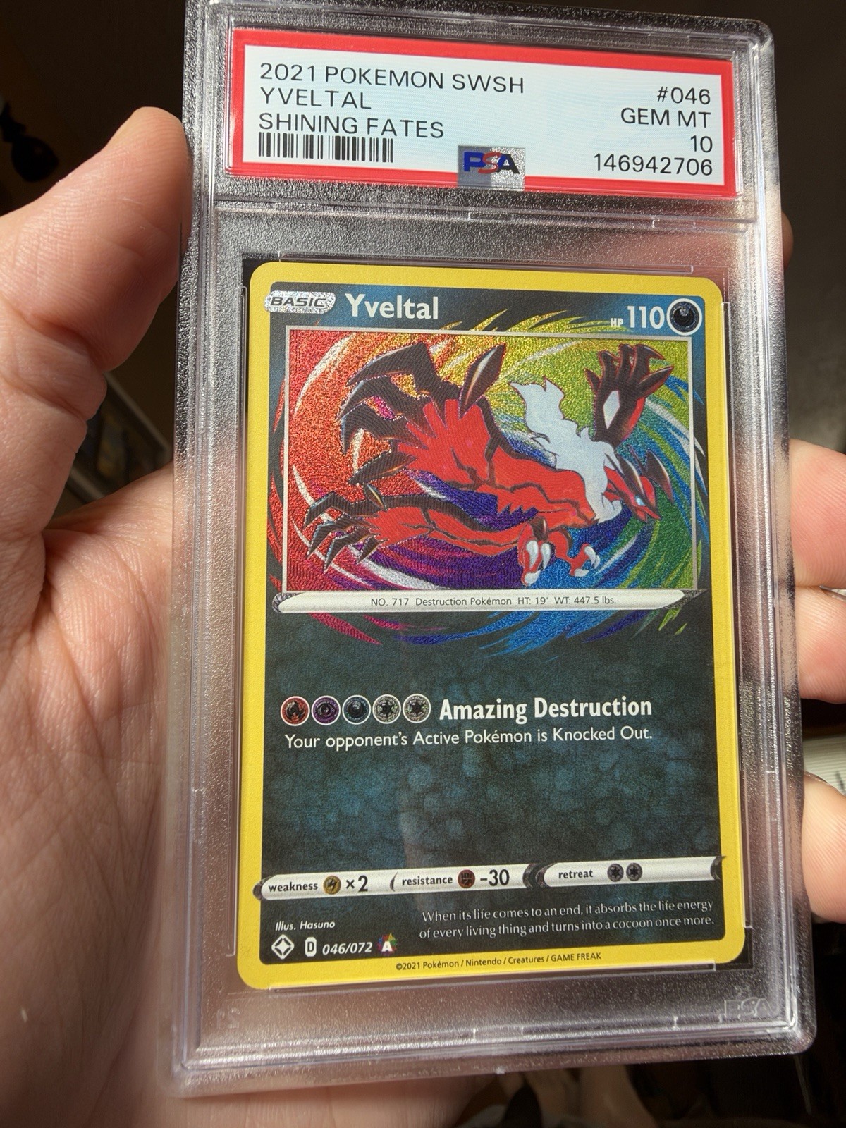2021 POKEMON SWORD & SHIELD SHINING FATES #046 YVELTAL PSA 10 2021 POKEMON SWORD & SHIELD SHINING FATES #046 YVELTAL PSA 10