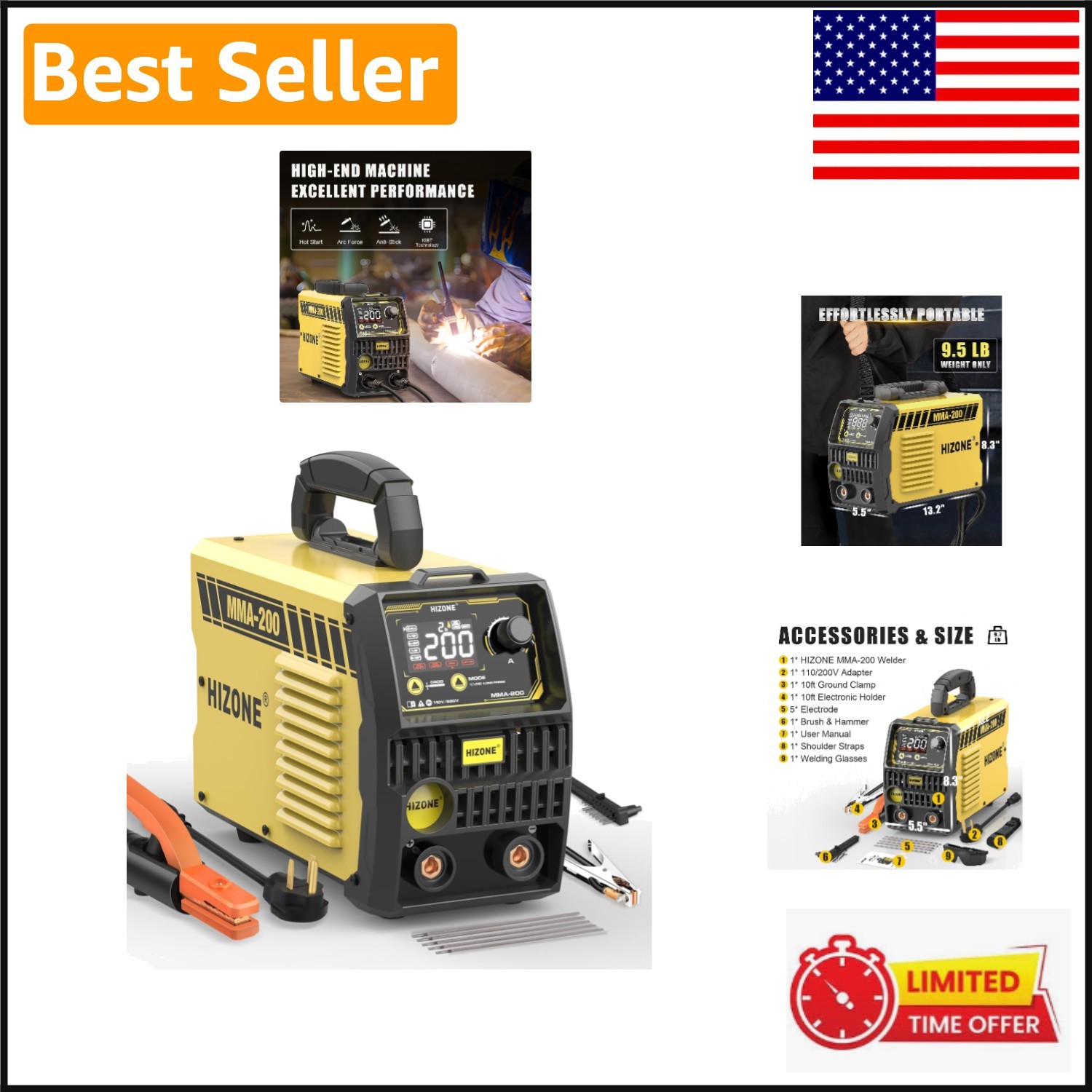 2-in-1 200A ARC Stick Welder - 110V/220V with Accessories for Versatile Welding