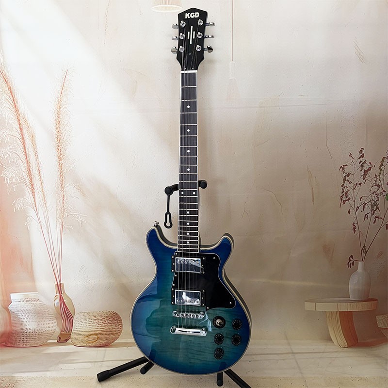 Local Warehouse KGD Blue Tiger‑Stripe Electric Guitar, Dual‑Humbucker Pickups, Local Warehouse KGD Blue Tiger‑Stripe Electric Guitar, Dual‑Humbucker Pickups,