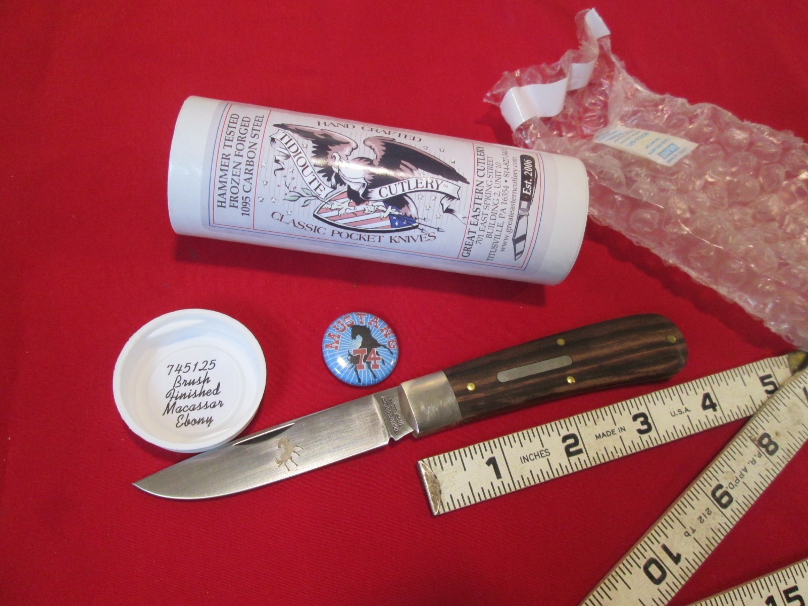 GEC Great Eastern Cutlery #74 Tidioute Mustang 745125 Brush Finished Ebony Wood GEC Great Eastern Cutlery #74 Tidioute Mustang 745125 Brush Finished Ebony Wood