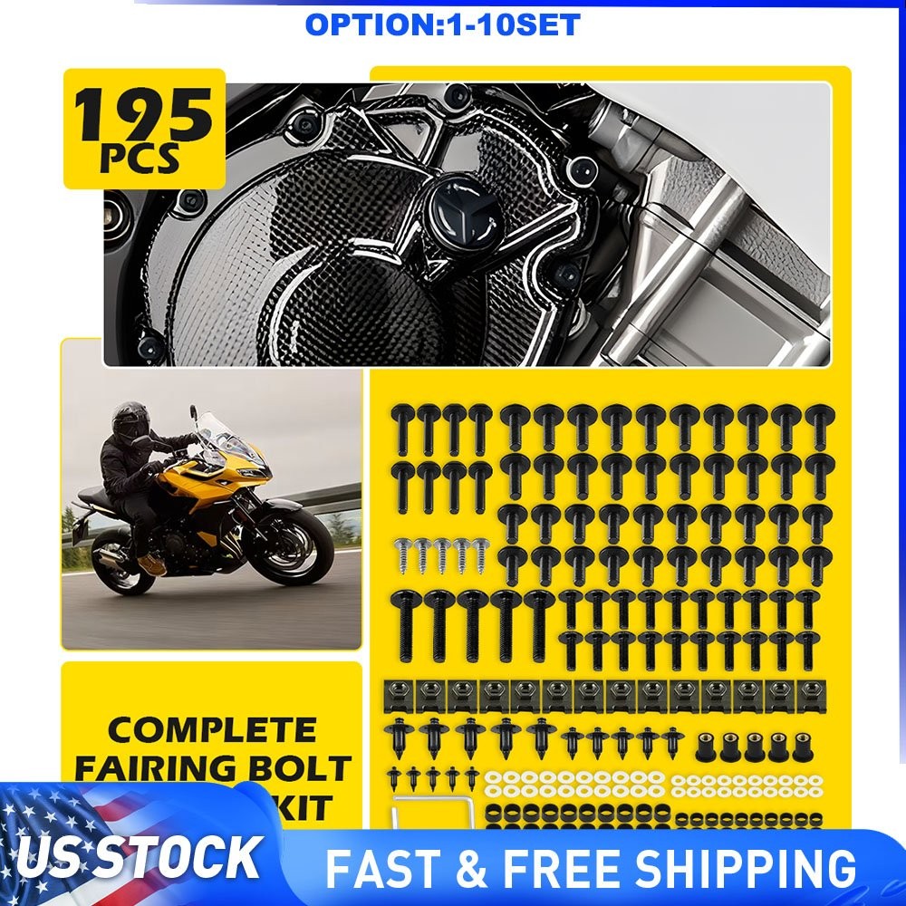 195pcs Motorcycle Complete Fairing Bolts Kit Bodywork Screws Nuts Set M5 M6