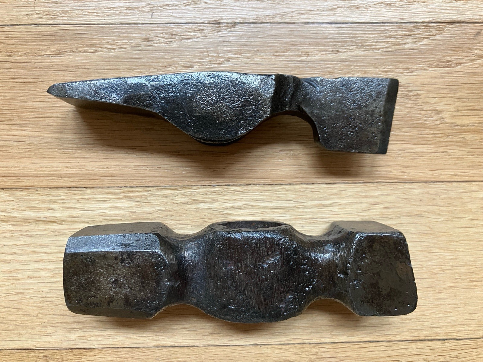 LOT OF 2 UNUSUAL VINTAGE BLACKSMITH HAMMER HEADS - ANVIL FORGE