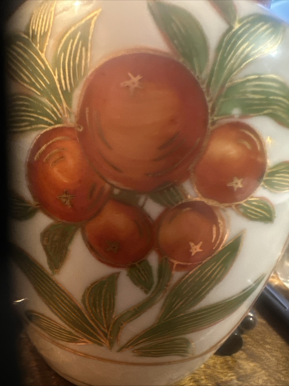Vintage Ginger Jar with Lid Marked LJ Japan Mandarin 🍊 Oranges